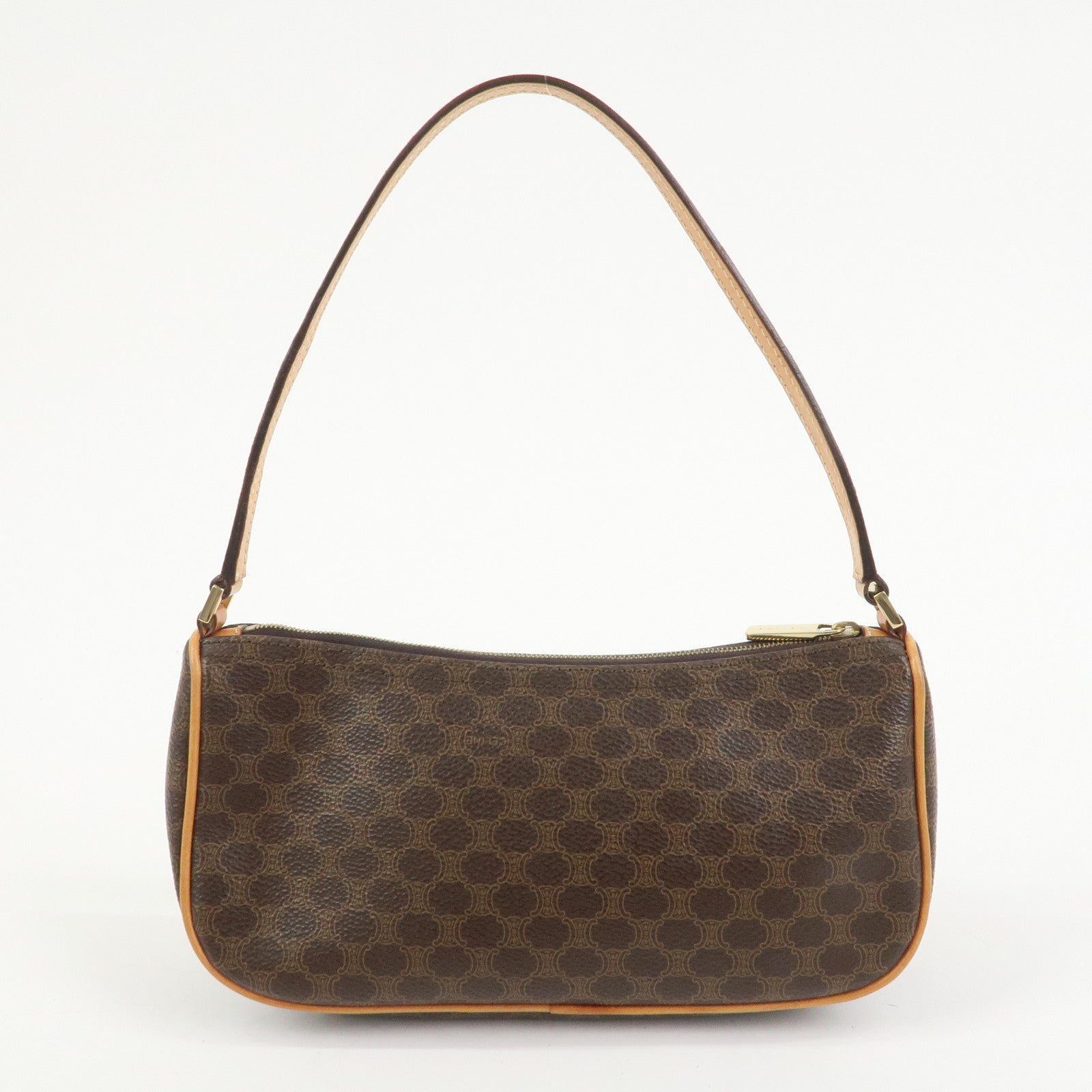 CELINE Macadam Logo PVC Leather Shoulder Bag Hand Bag Brown