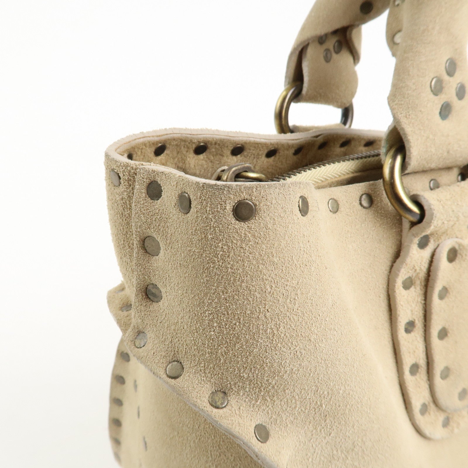 CELINE Suede Boogie Bag Hand Bag Tote Bag Ivory CE00/38 Used