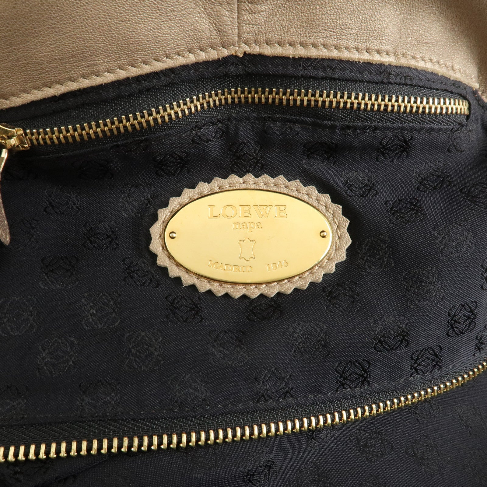 LOEWE Anagram Nappa Aire Leather Hand Bag Shoulder Bag Gold