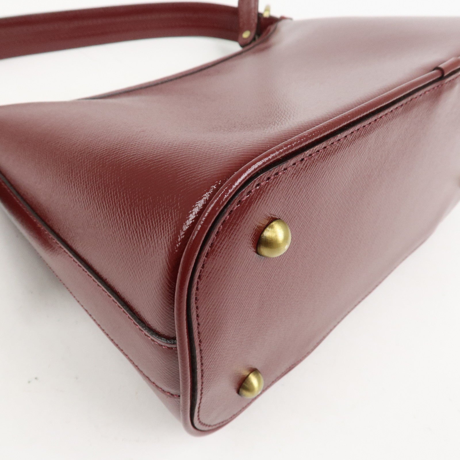 BURBERRY Leather Shoulder Bag Hand Bag Bordeaux Gold HDW
