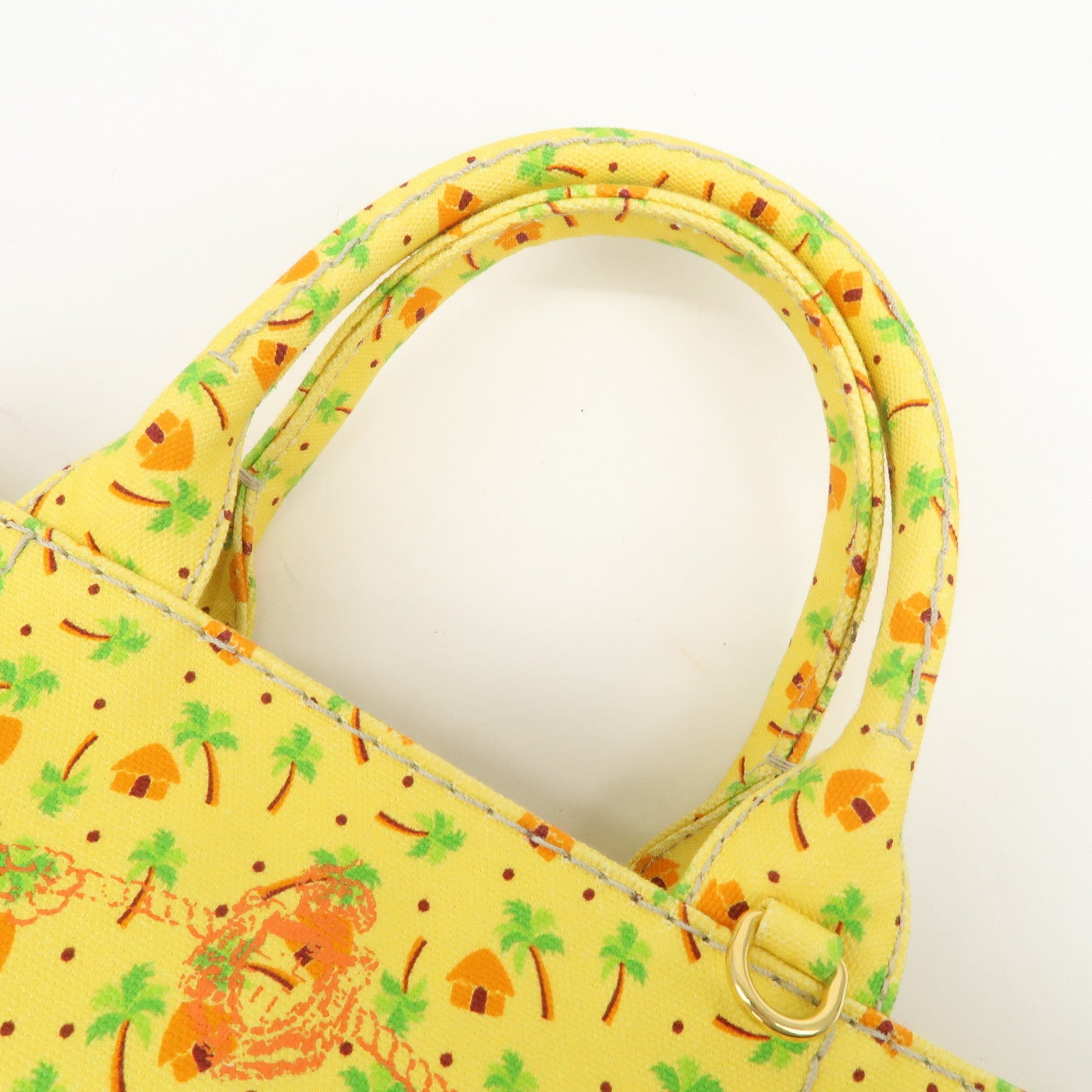 PRADA Canapa Mini Canvas 2Way Bag Hand Bag Yellow Orange 1BG439