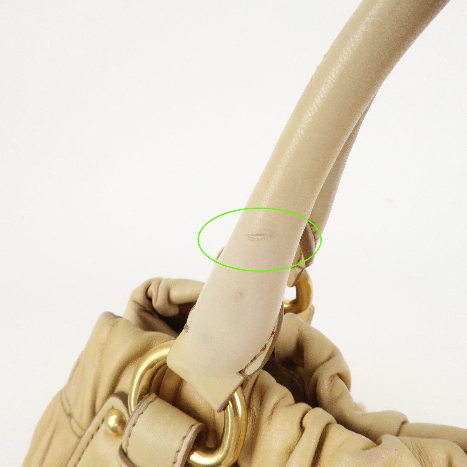 PRADA Nappa Gaufre Leather Gathered 2Way Bag Hand Bag Beige BN1336