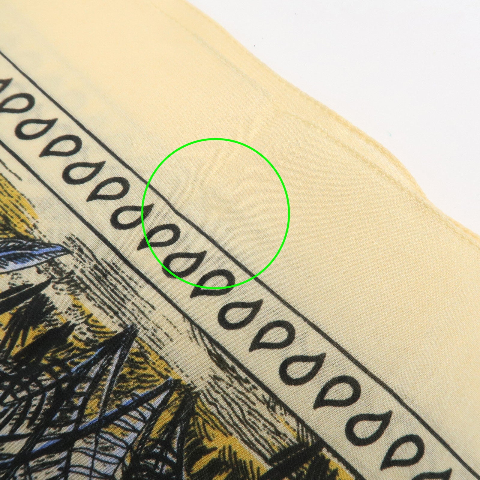 Christian Dior Cotton100％ Scarf Cactus Butterfly 55×55 Yellow Beige