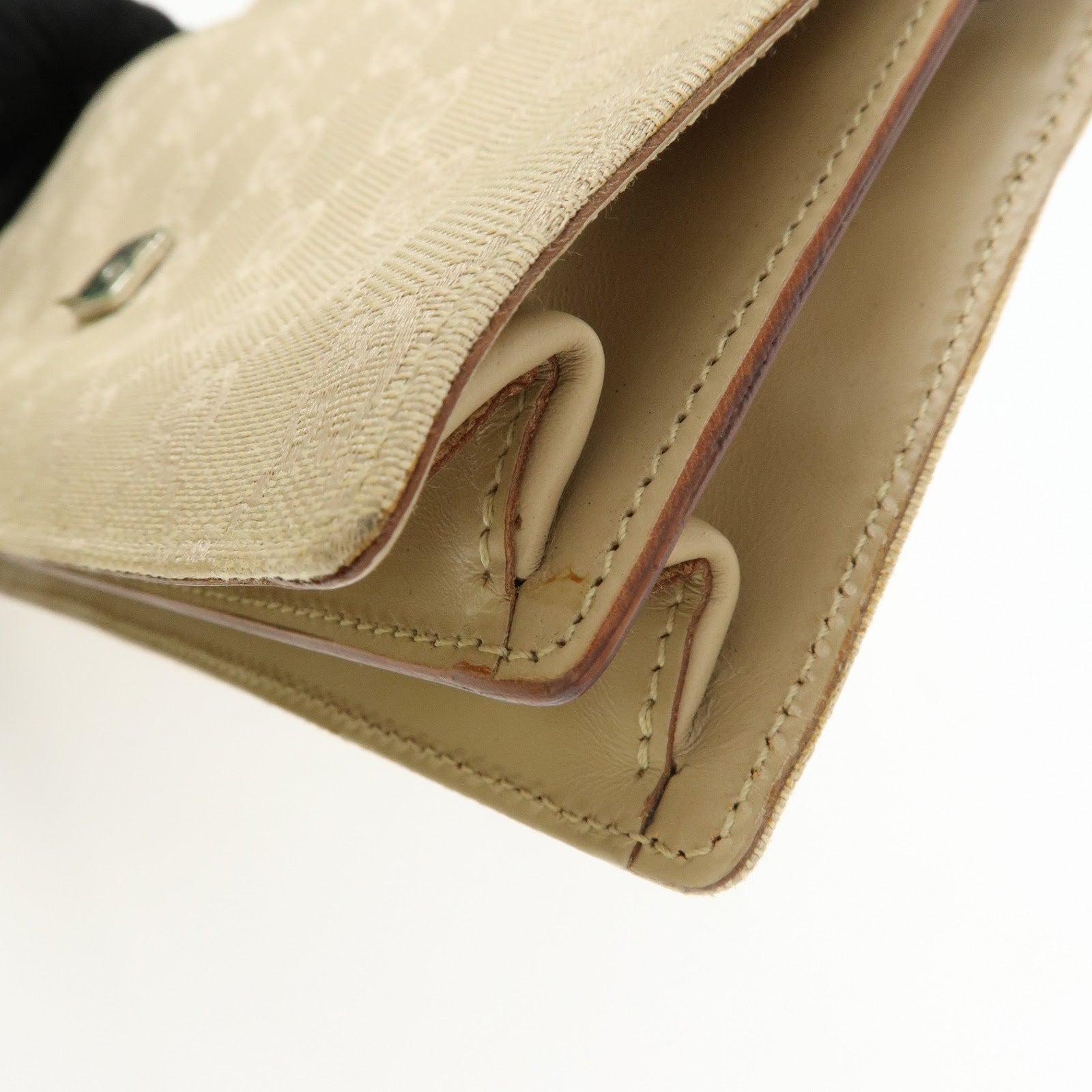 GUCCI GG Canvas Leather Shoulder Bag Hand Bag Beige 01235