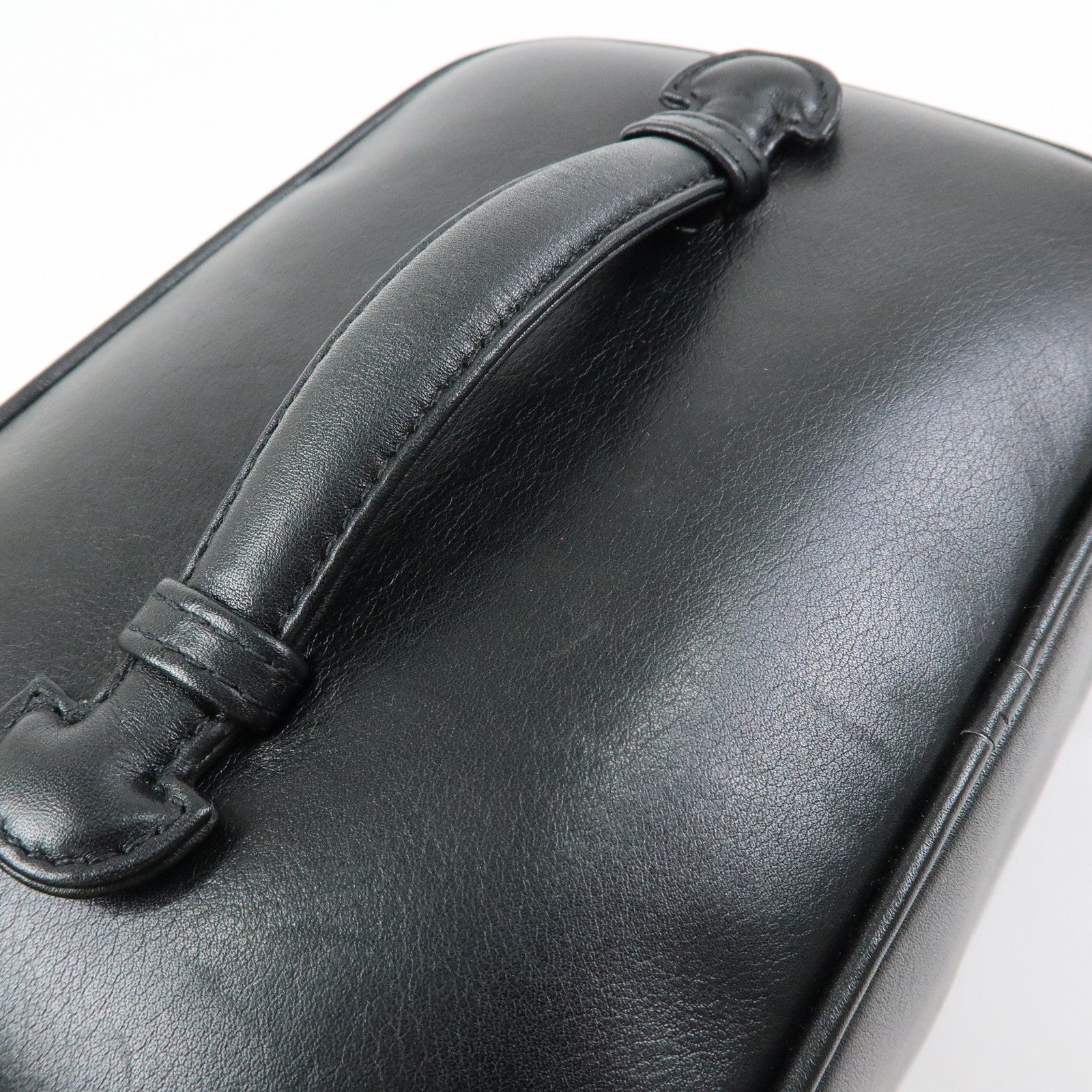CHANEL Bicolore Lamb Skin Vanity Bag Cosmetic Pouch Black A01618
