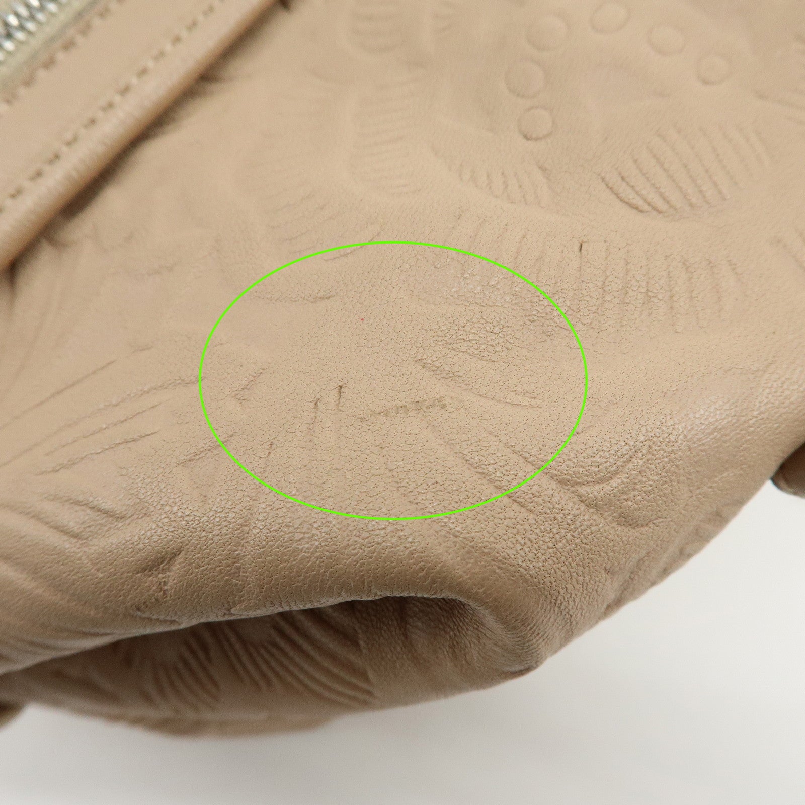 LOEWE Anagram Leather Mini Boston Bag Tote Hand Shoulder Bag Beige