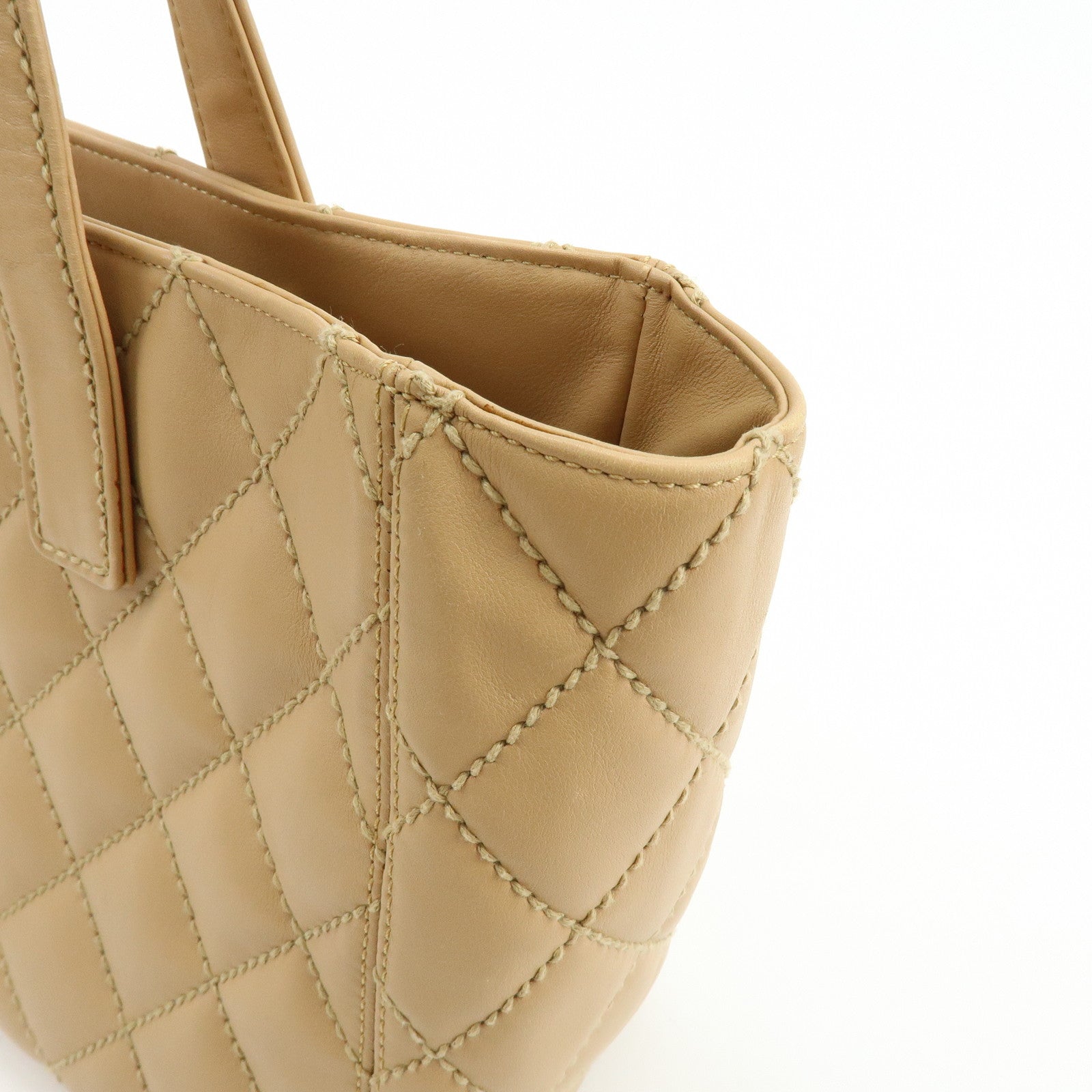 CHANEL COCO Mark Wild Stich Calf Leather Tote Bag Beige A20999