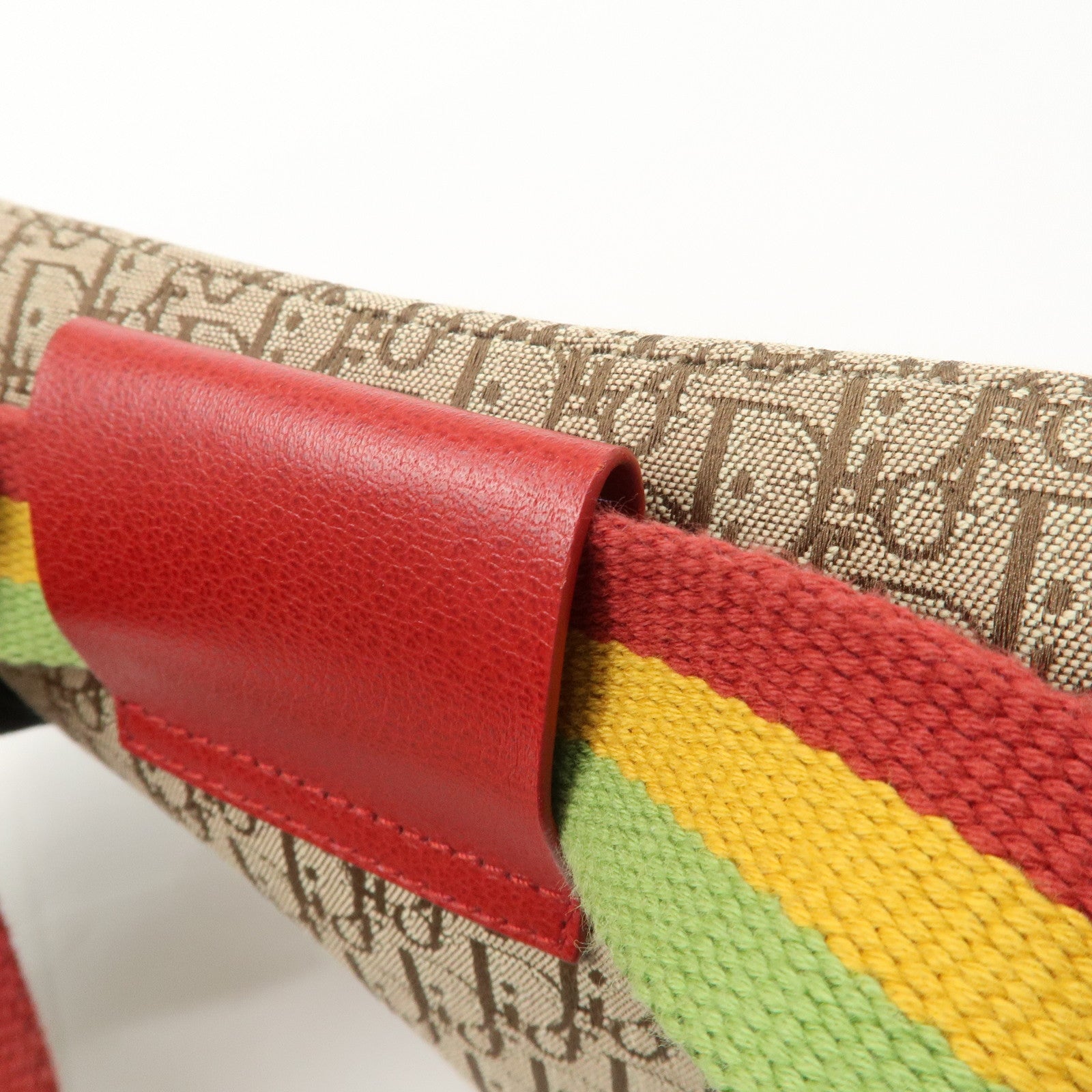 Christian Dior Rasta Trotter Canvas Waist Pouch Beige Red Yellow