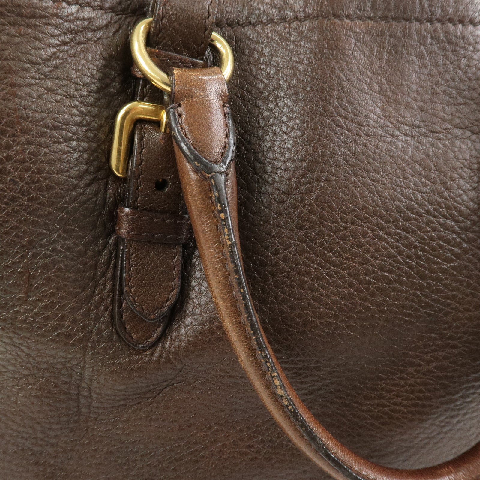 PRADA Leather 2Way Bag Hand Bag Shoulder Bag Crosbody Bag Brown