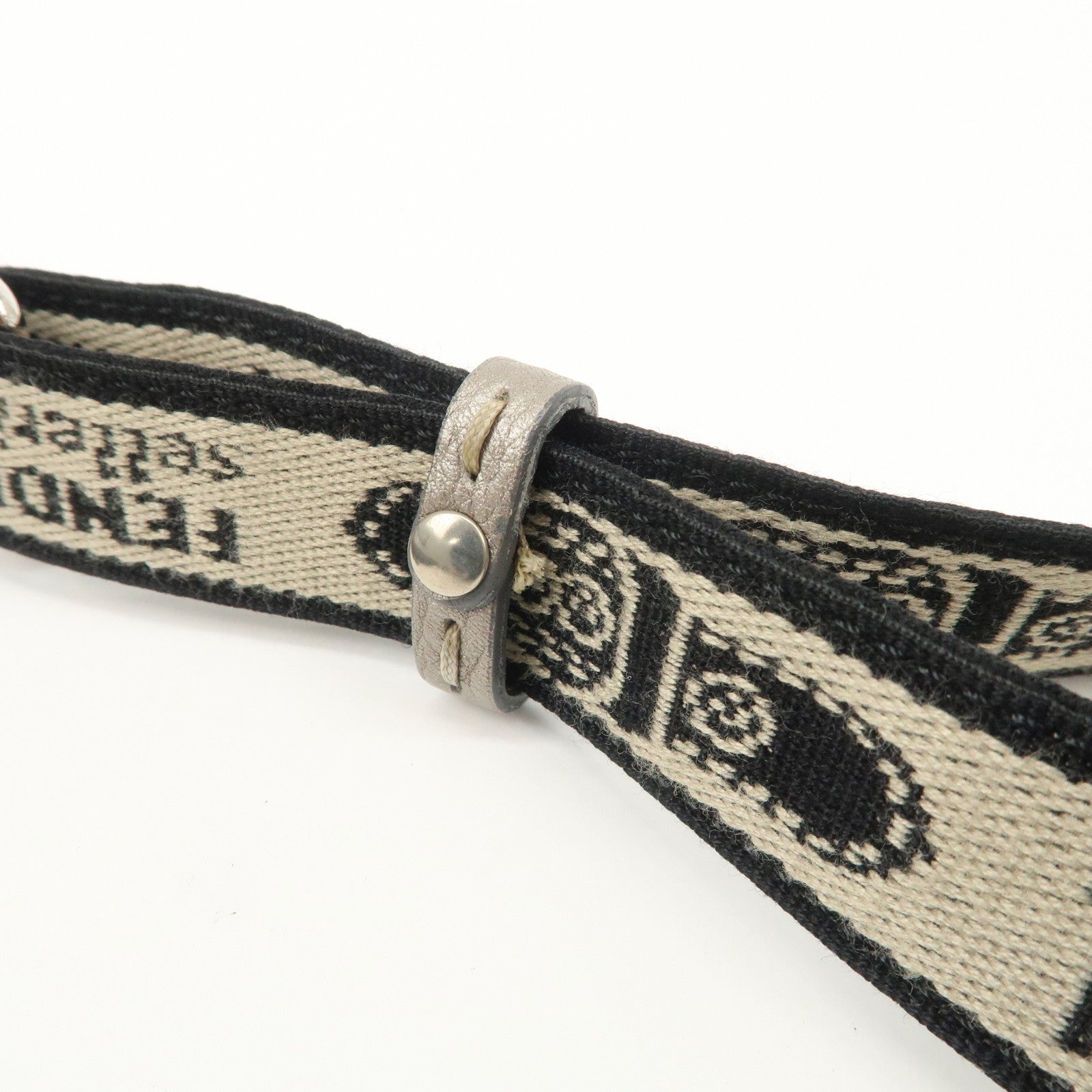 FENDI Selleria Leather Shoulder Bag Crossbody Bag Gray 8BT092