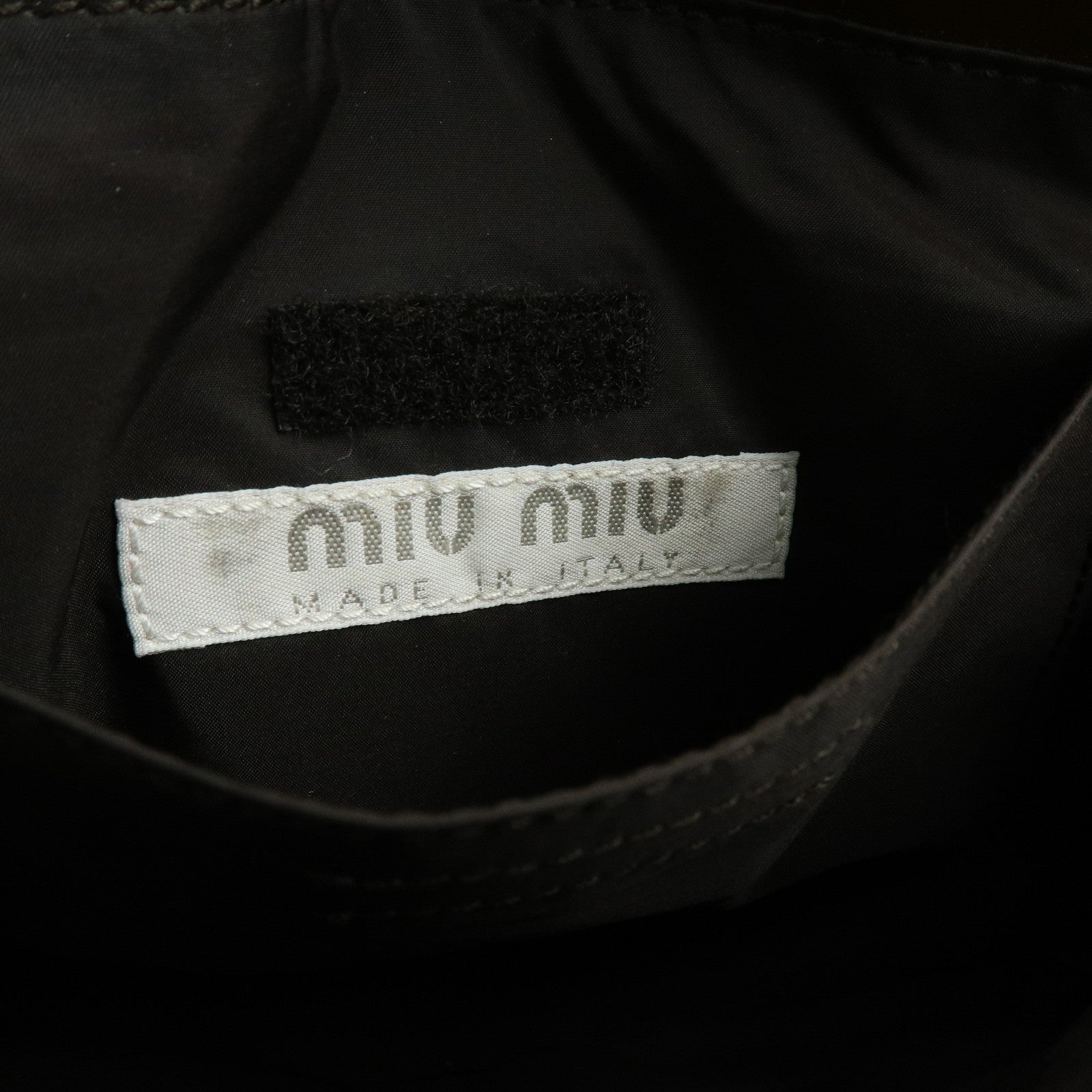 MIU MIU Patent Leather Nylon Shoulder Bag Khaki Brown