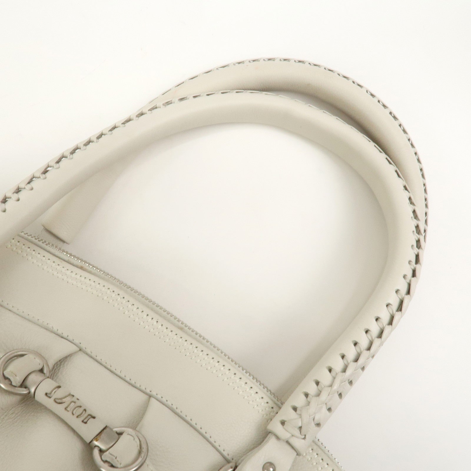 Christian Dior Leather Shoulder Bag Hand Bag White 10-RU-0037