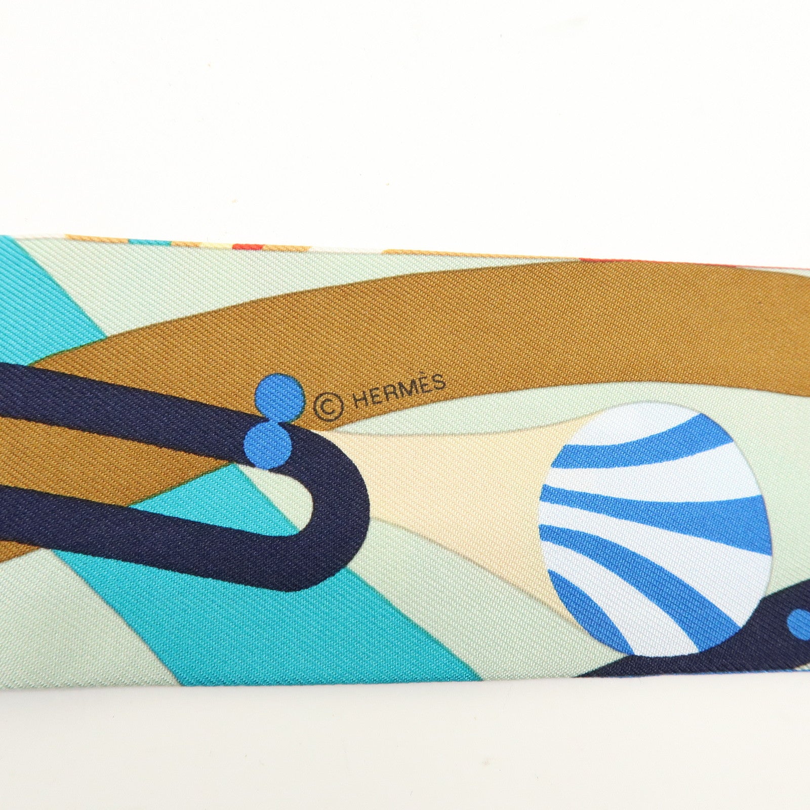 HERMES Silk 100% Twilly Parade en Fanfare Blue Multicolor
