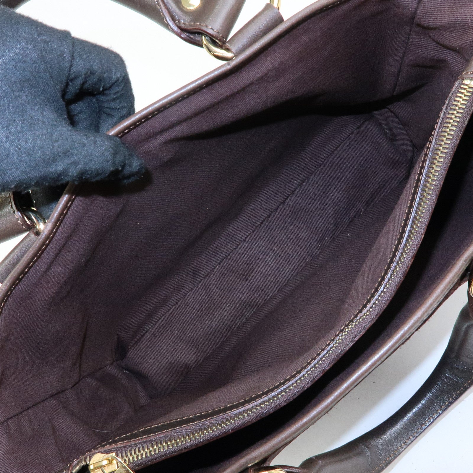 CELINE C Macadam Suede Leather Boogie Bag Hand Bag Brown