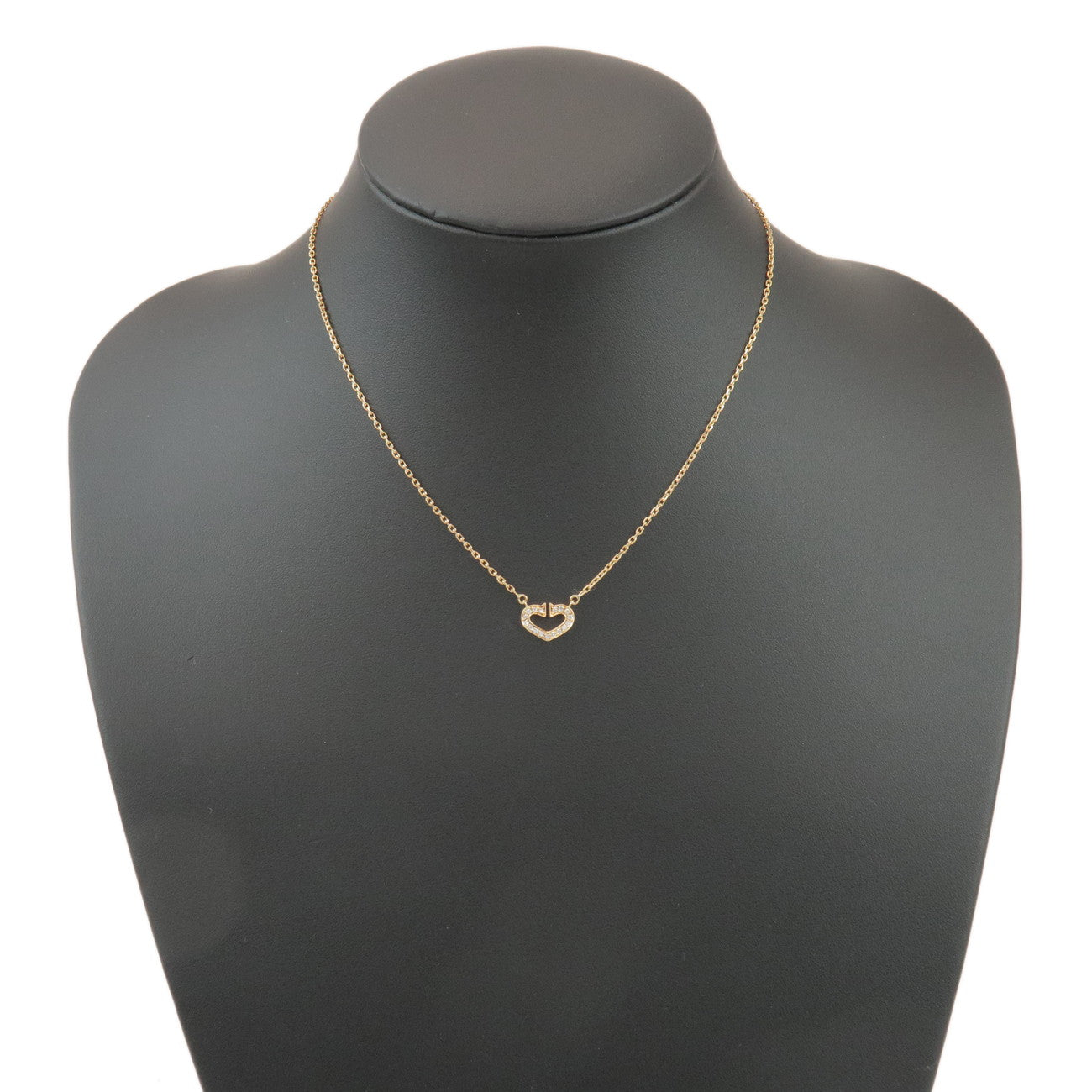 Cartier C Heart Diamond Necklace K18 750YG Yellow Gold