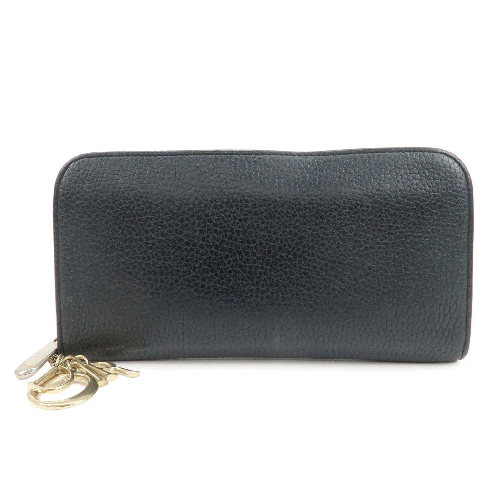 Christian Dior Diorissimo Round Zippy Long Wallet Black Pink