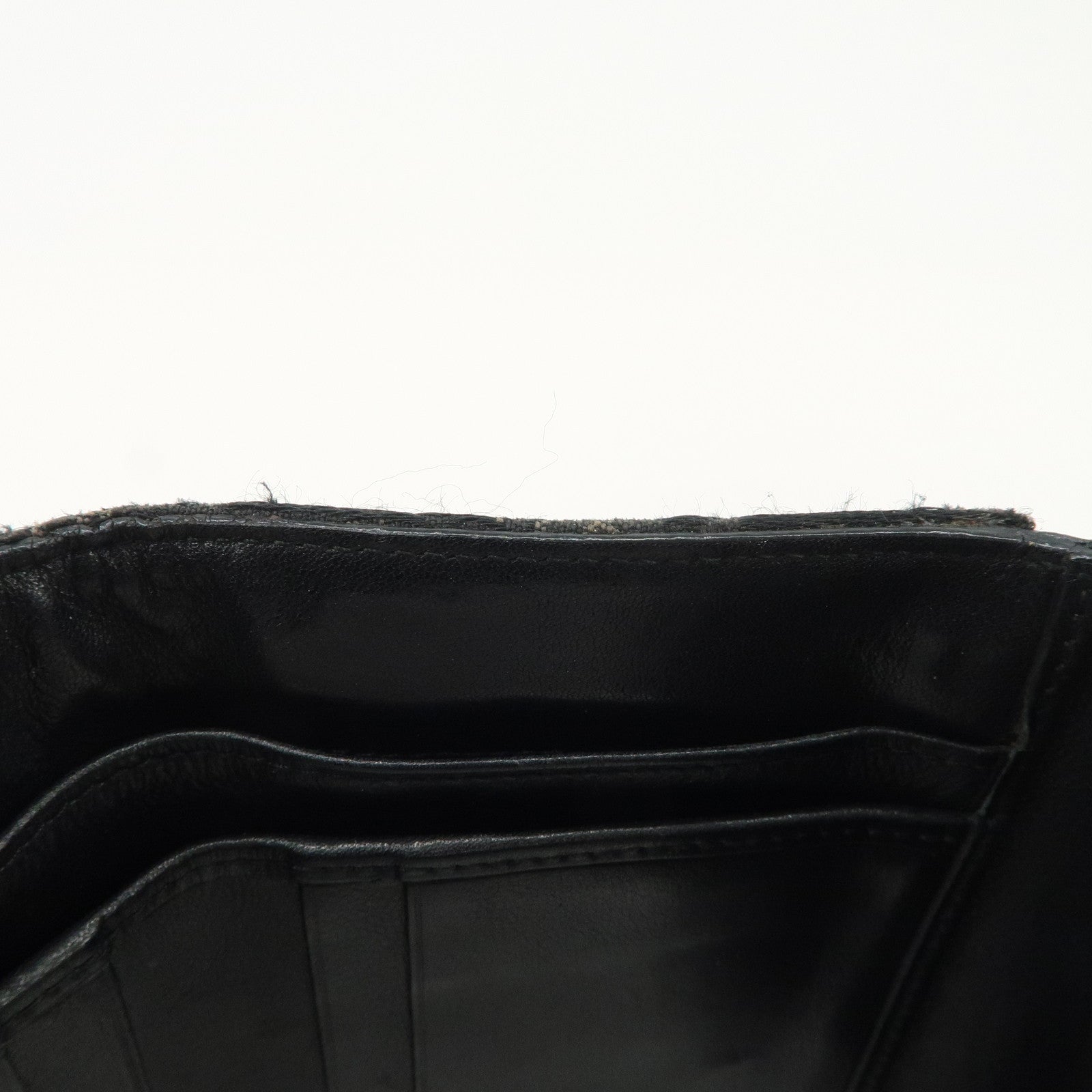 Christian Dior Trotter Leather Canvas Tri-Hold Wallet Black Silver