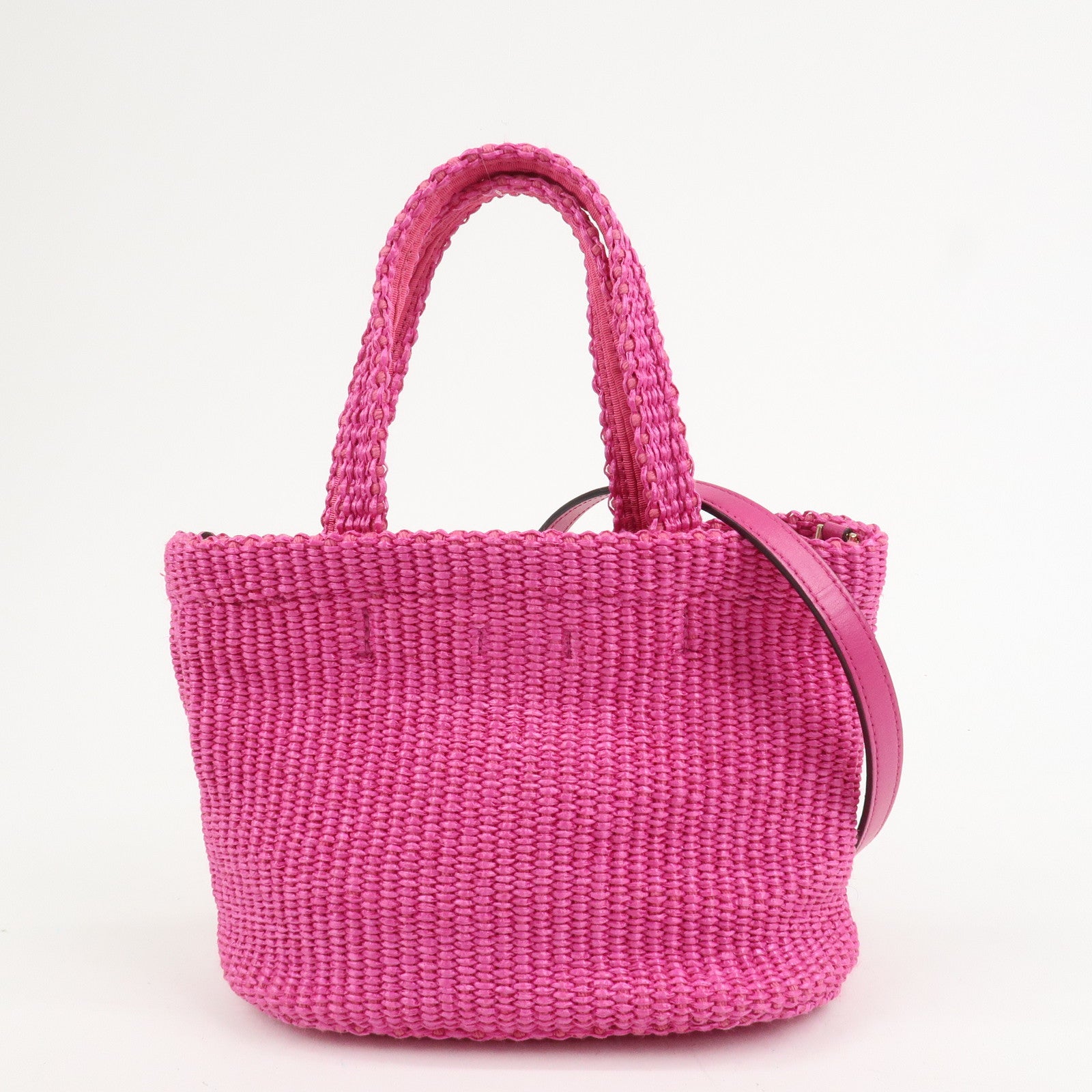 JIMMY CHOO Leather Raffia Beach West East 2 Way Bag Mini Tote Bag