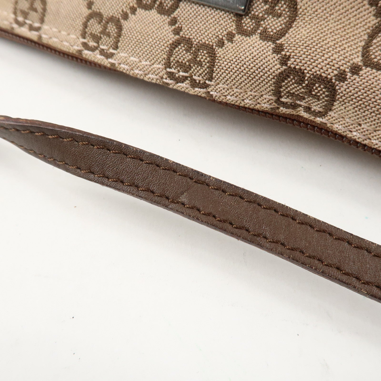 GUCCI GG Canvas Leather Canvas Accessory Pouch 039.1103.2123 Used