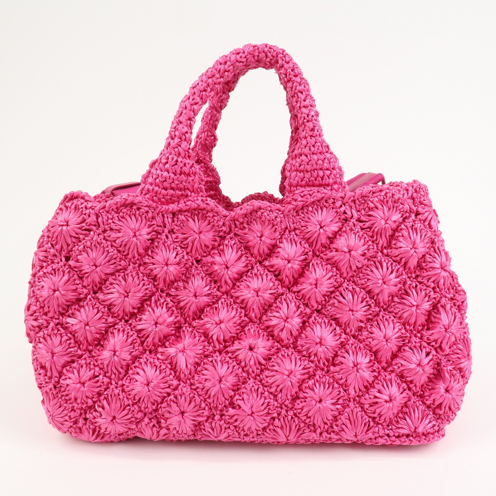 PRADA Canapa Raffia 2Way Bag Hand Bag Shoulder Bag Pink BN2888