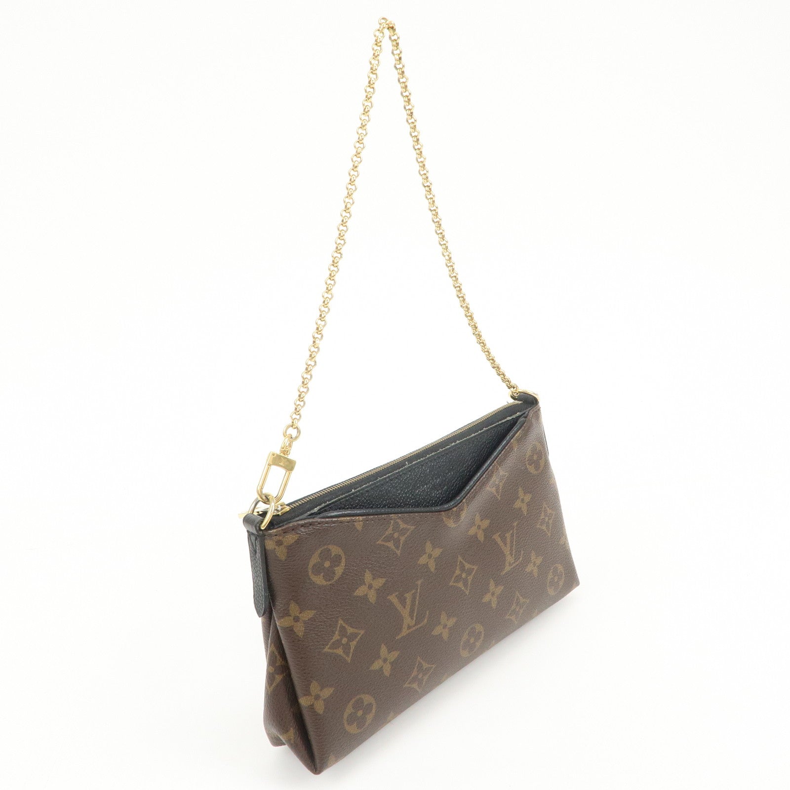 Louis Vuitton Monogram Pallas Clutch 2Way Shoulder Bag Noir M41639