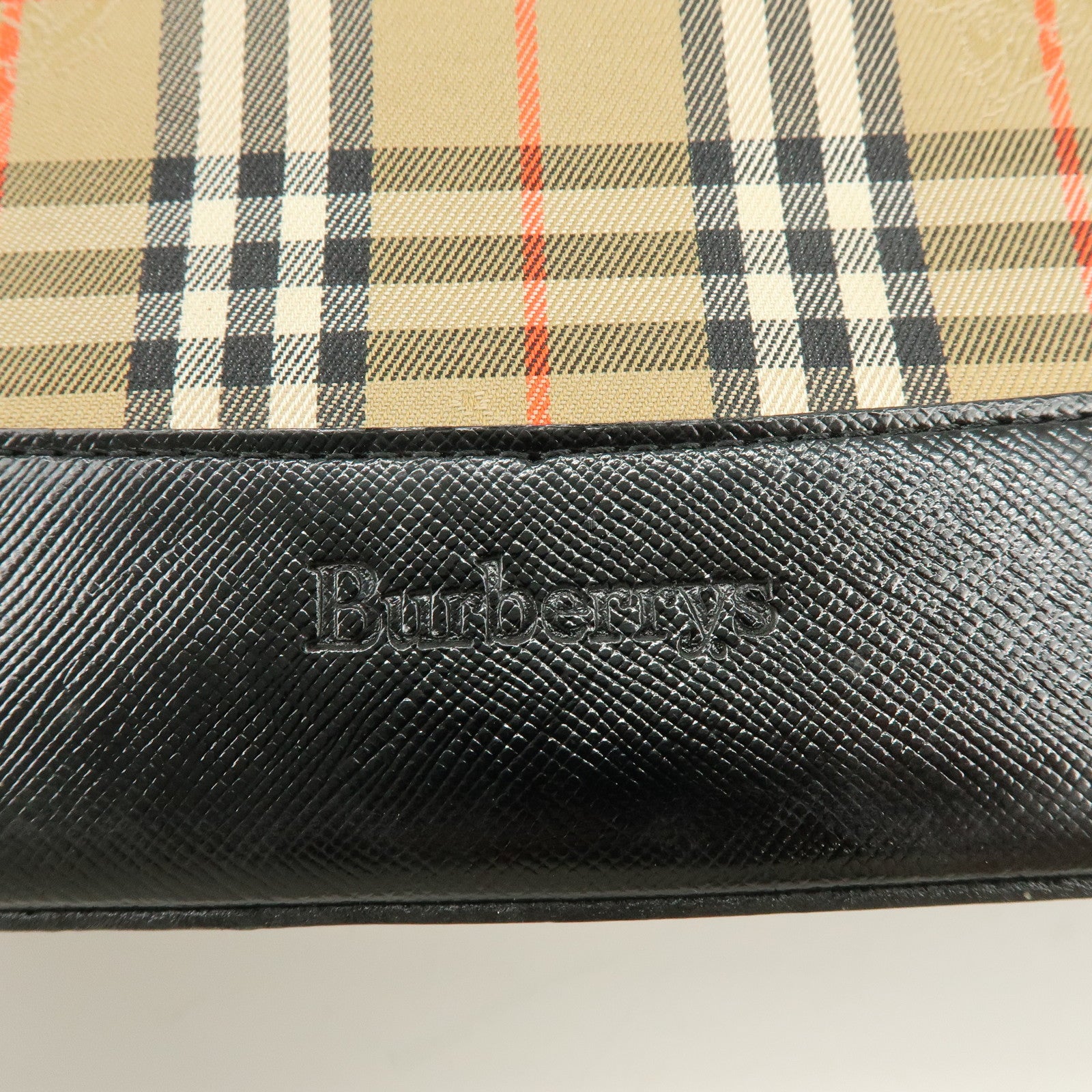 BURBERRY Canvas Leather Nova Plaid Tote Bag Hand Bag Brown Black