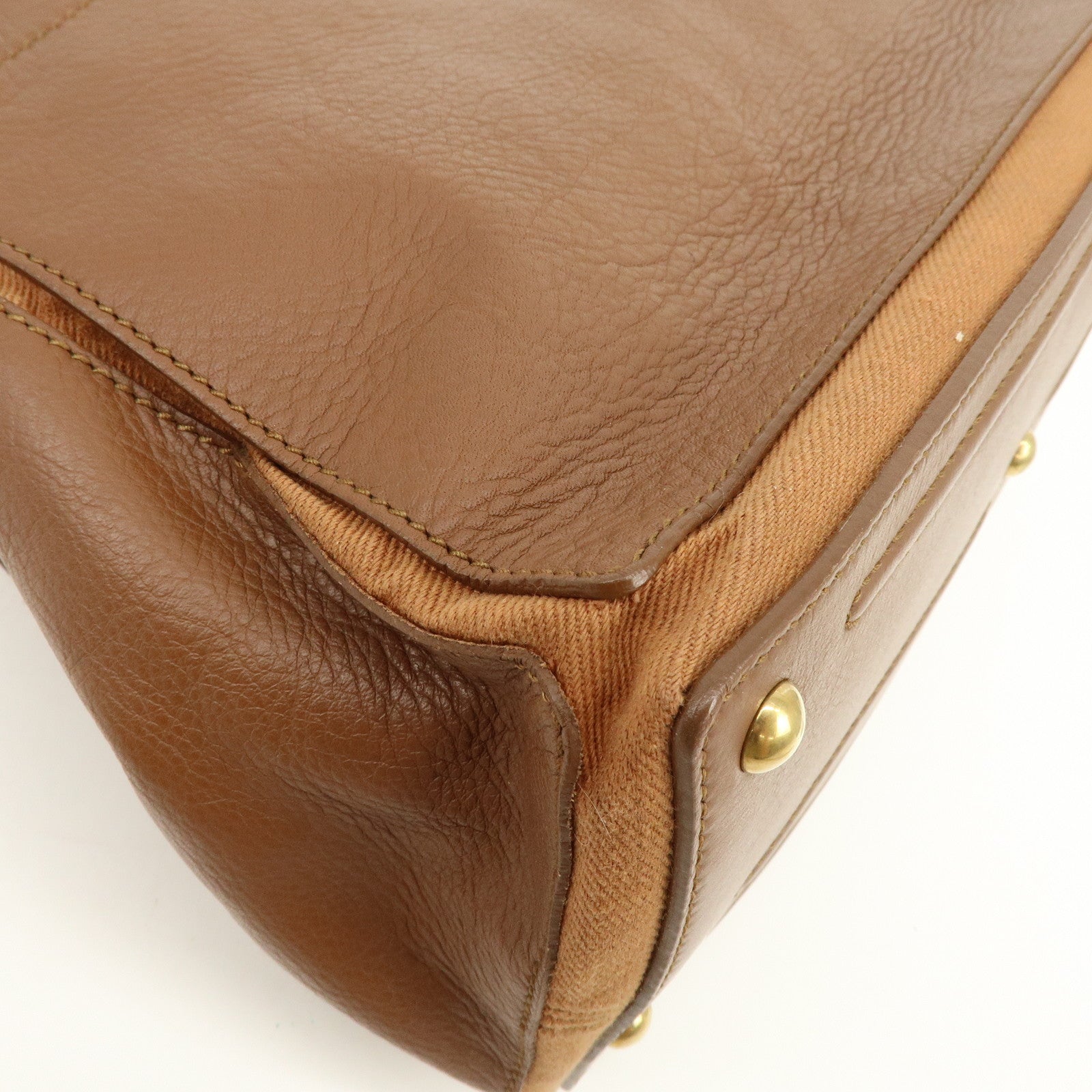 SAINT LAURENT PARIS Muse Two Leather Canvas 2WAY Bag Brown 229680