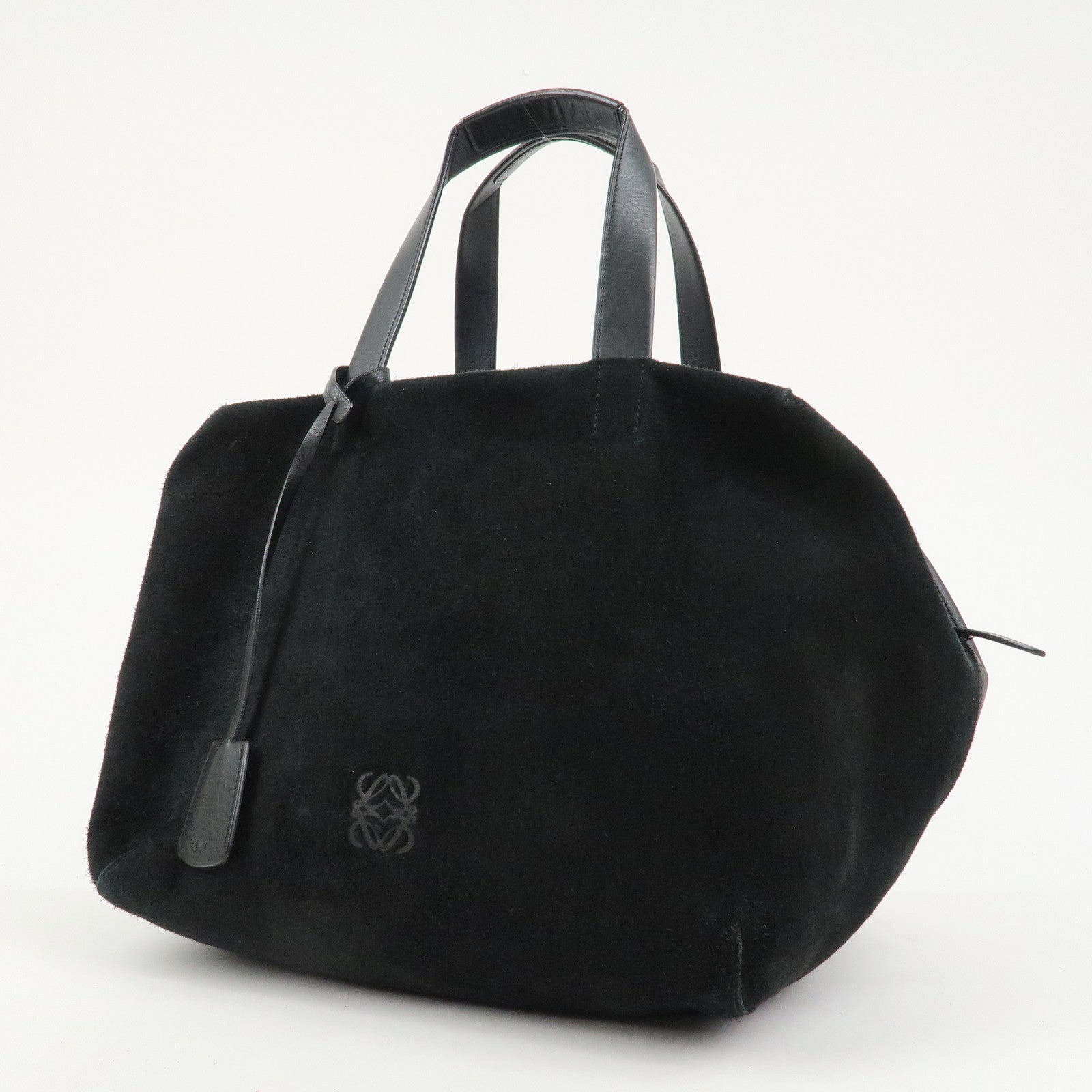 LOEWE Anagram Logo Leather Suede Origami Cubo Hand Bag Black
