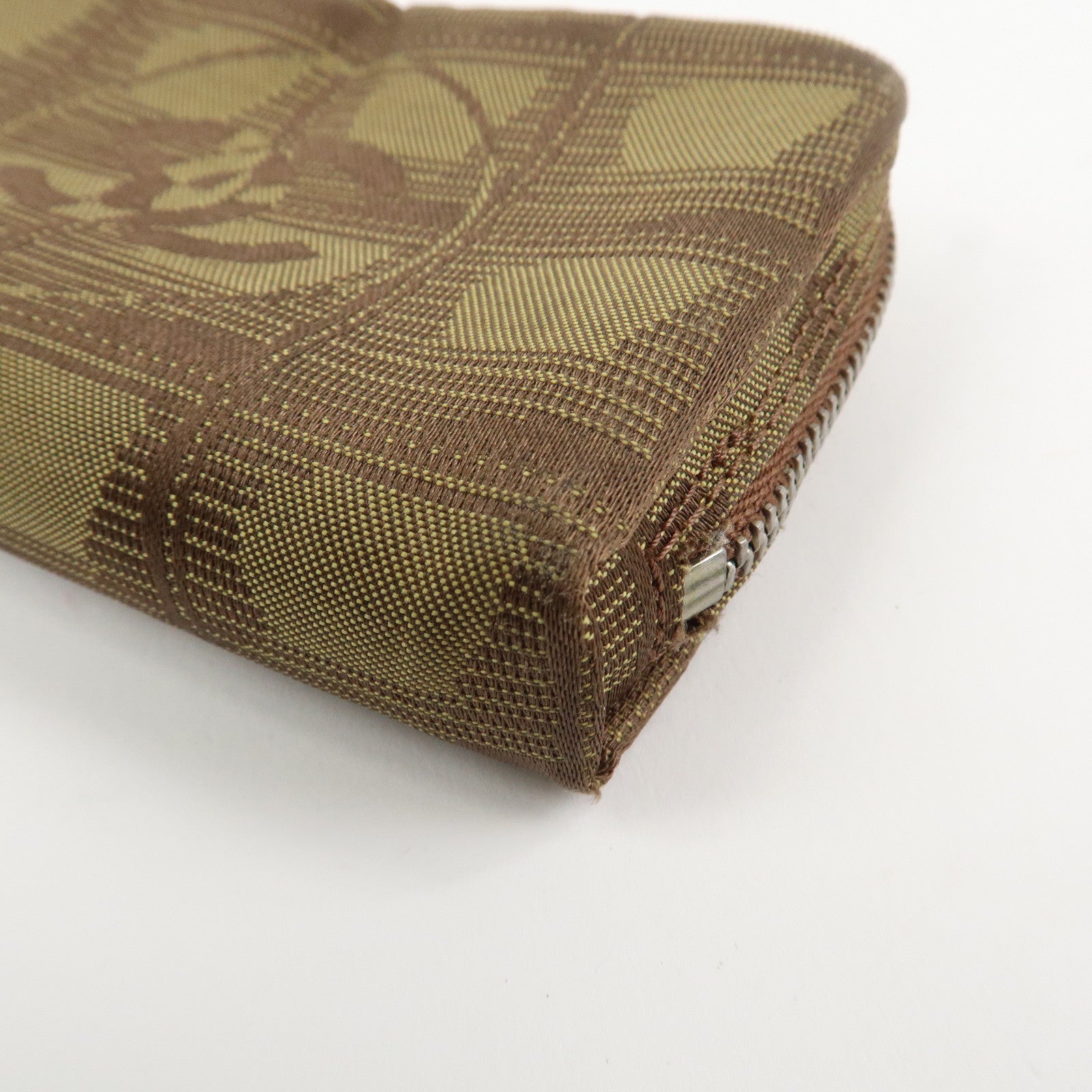 CHANEL New Travel Line Nylon Jacquard Cosmetic Pouch Khaki