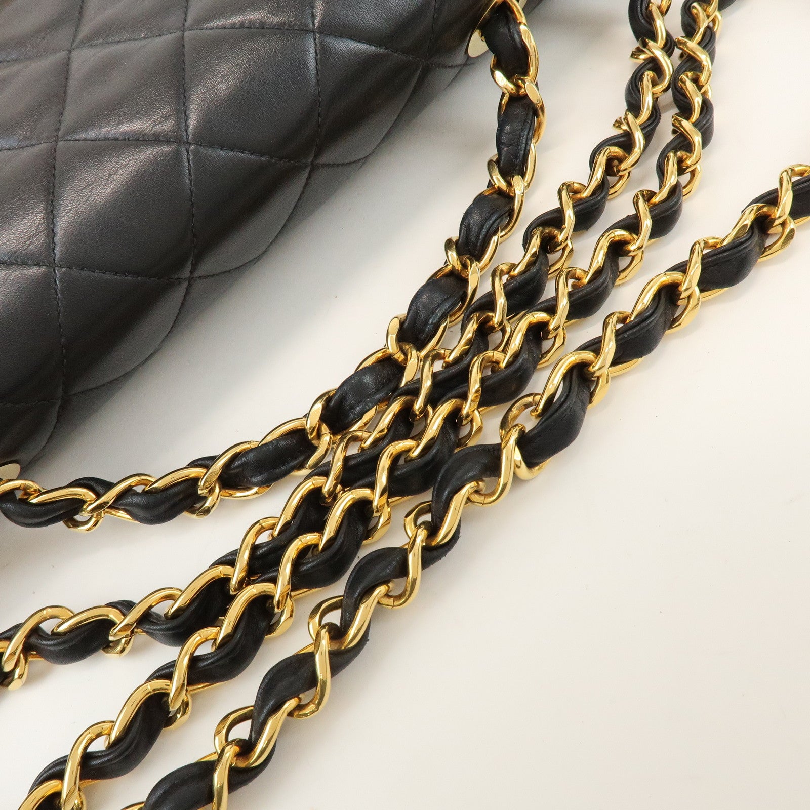 CHANEL Jumbo Matelasse 34 Lamb Skin Shoulder Bag Black A01094
