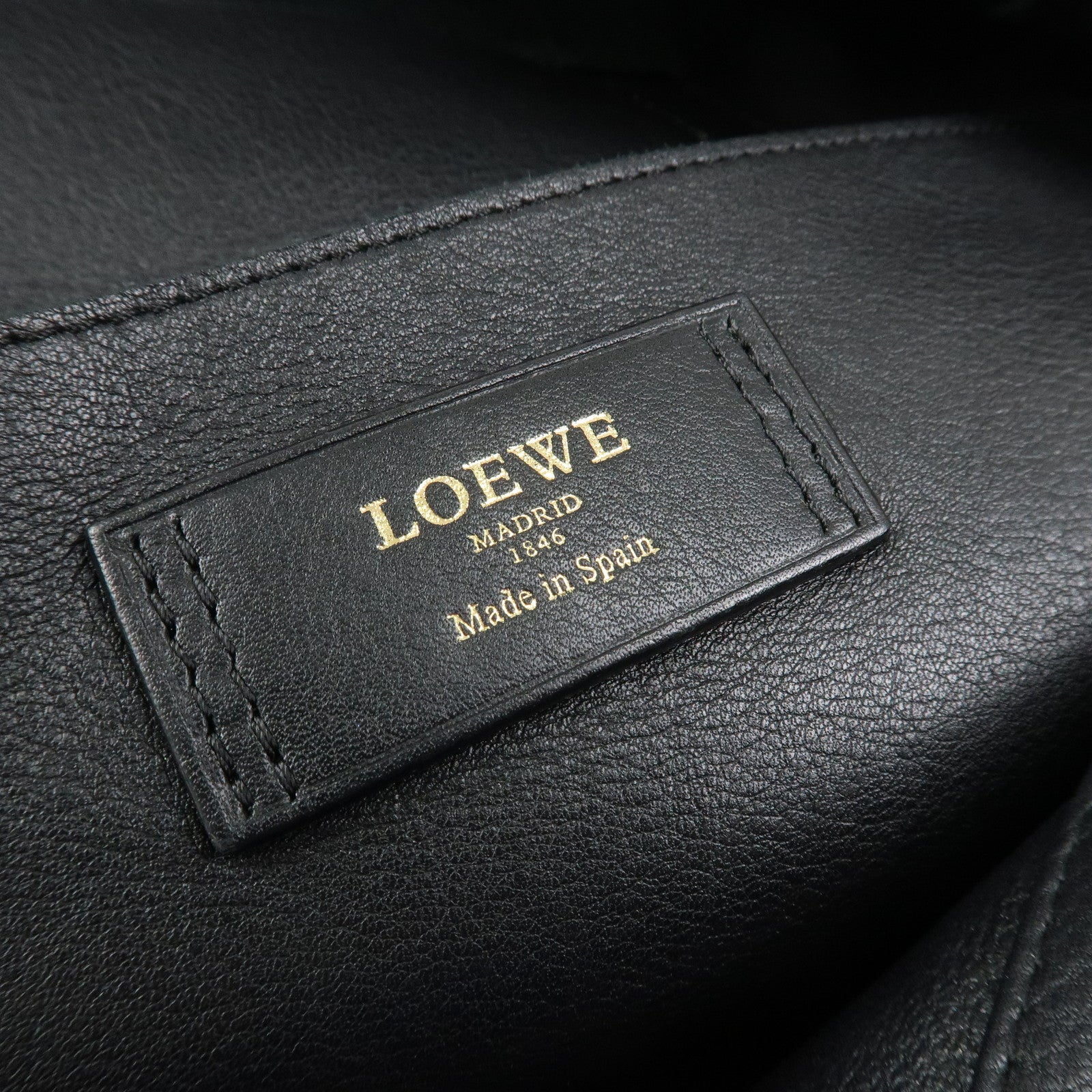 LOEWE Anagram Logo Leather Suede Origami Cubo Hand Bag Black