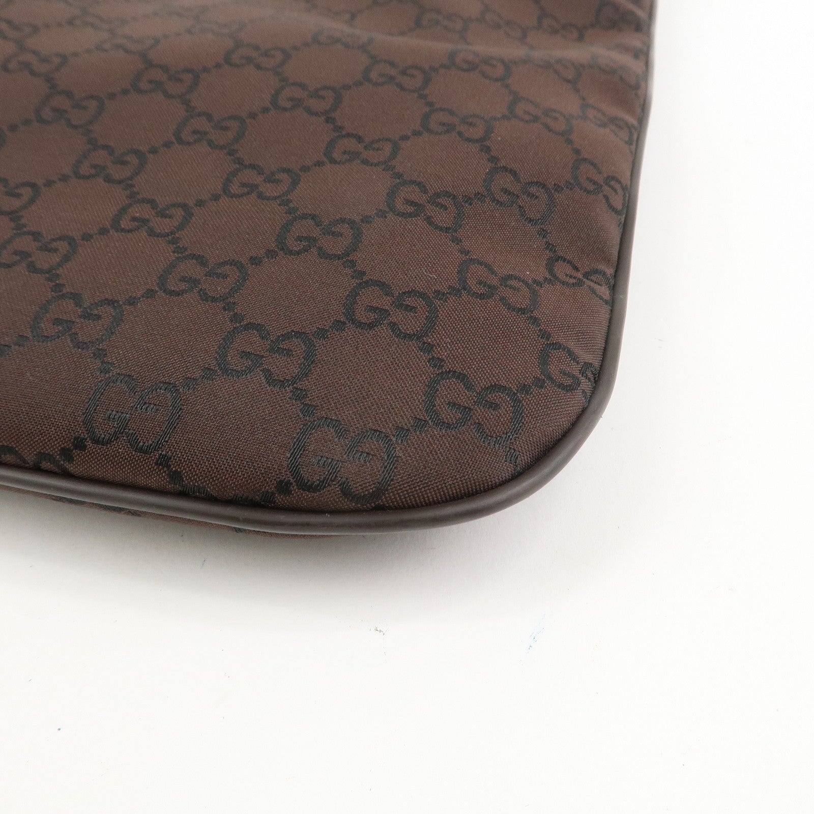 GUCCI GG Nylon Leather Shoulder Bag Crossbody Bag Dark Brown 190628