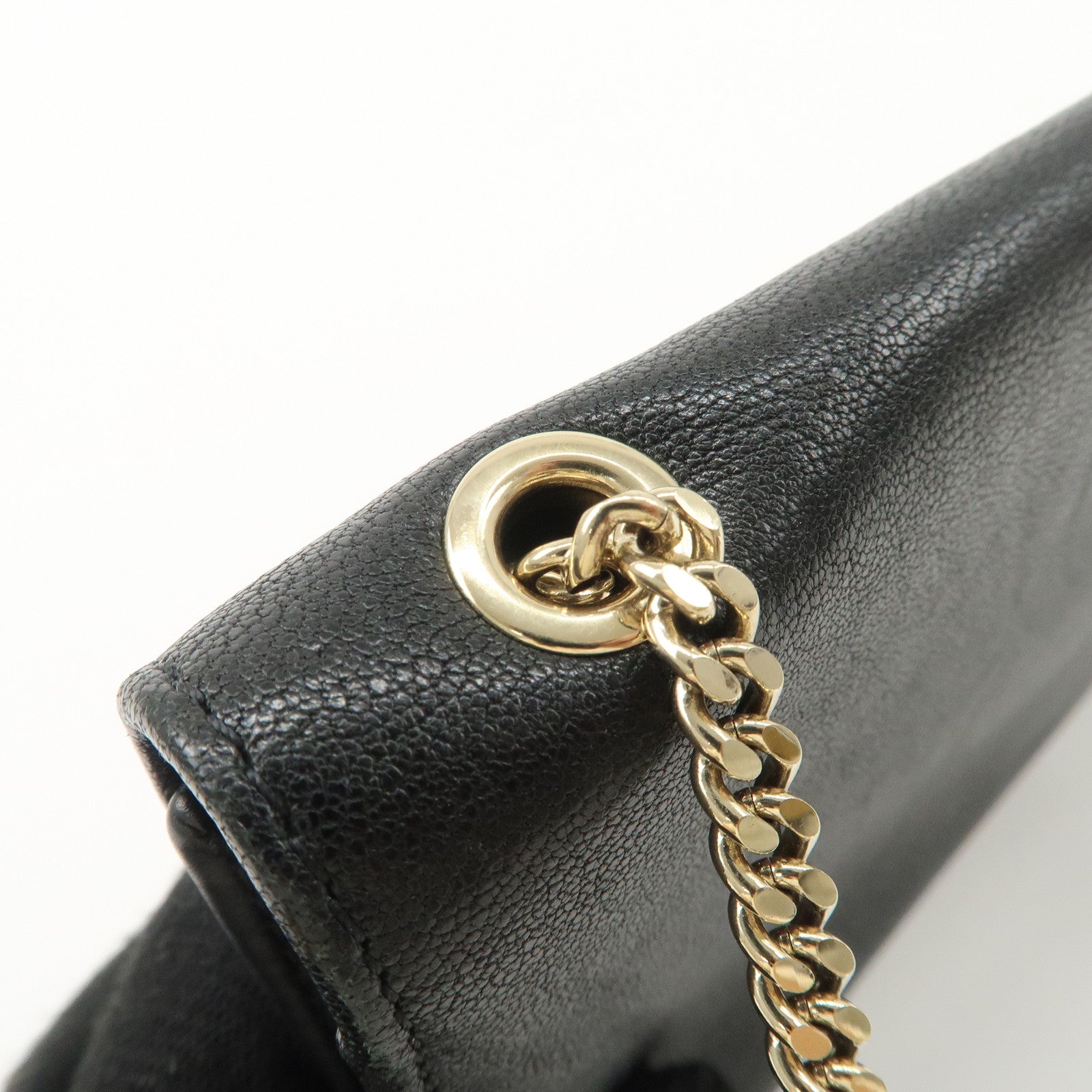 Chloe Leather Chain Shoulder Bag Black Gold Hardware Used