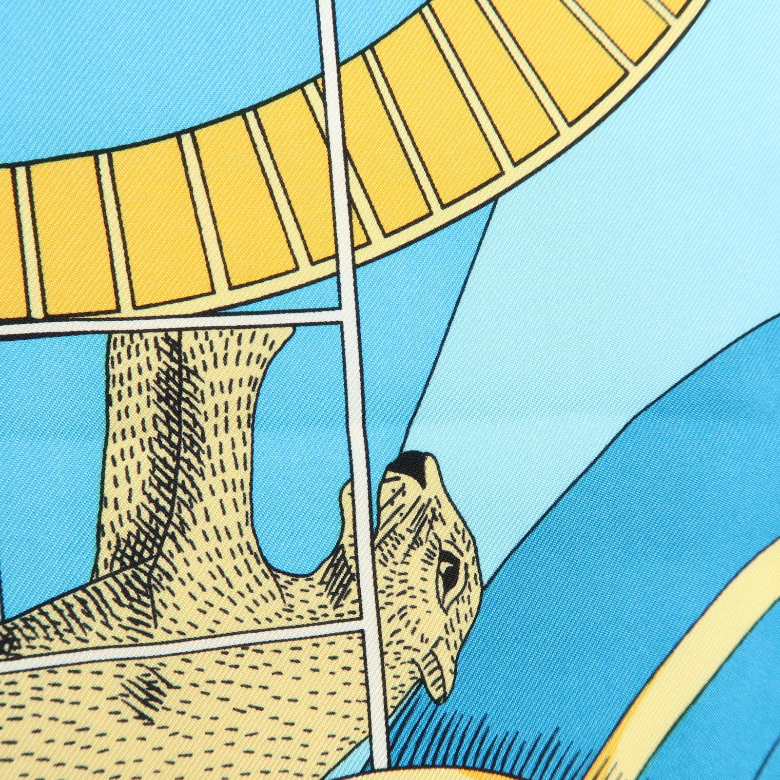 HERMES Carre 90 Silk 100% Scarf Circus Blue Gold