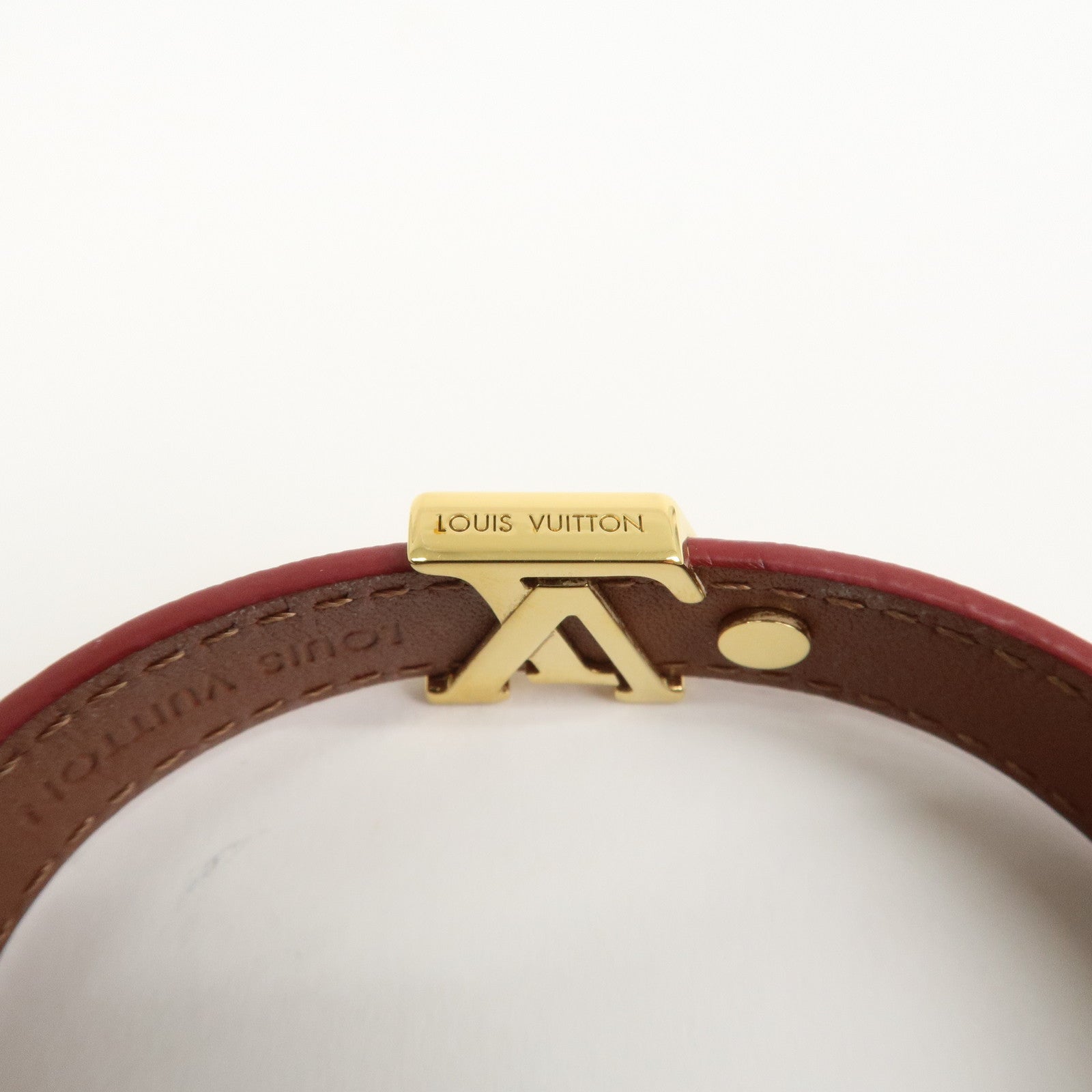 Louis Vuitton Iconic Leather Metal Bracelet Rouge Red M8106