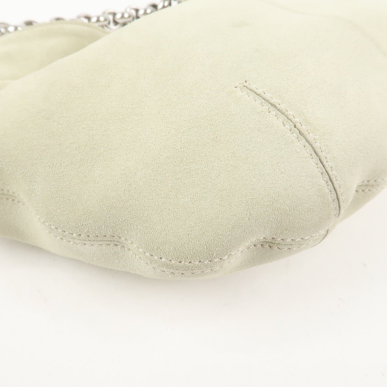 LOEWE Suede Chain Hand Bag Shoulder Bag Ivory Silver