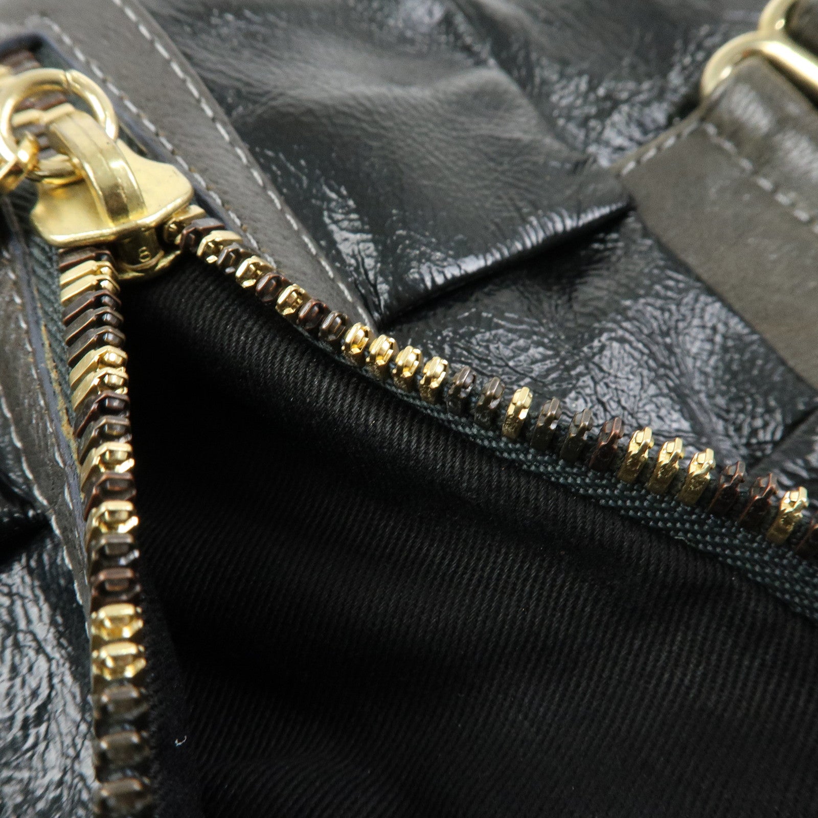 Chloe See by Chloe Leather Boston Bag Hand Bag Metalic Black