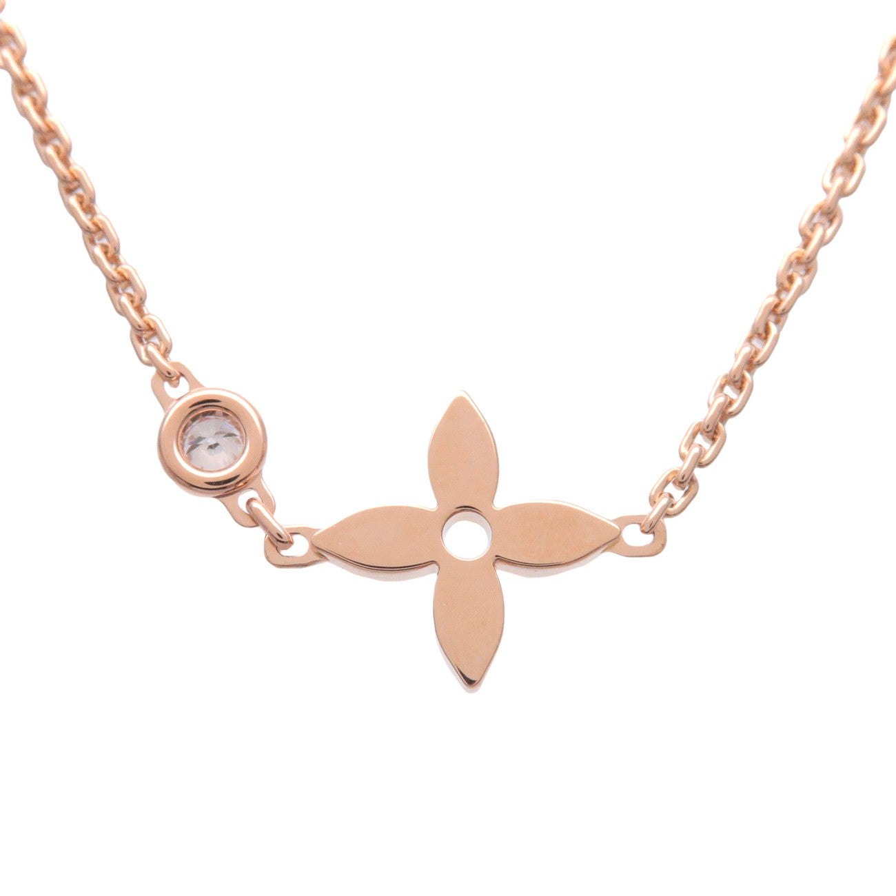 Louis Vuitton Monogram Idylle 1P Diamond Necklace K18PG Q93281