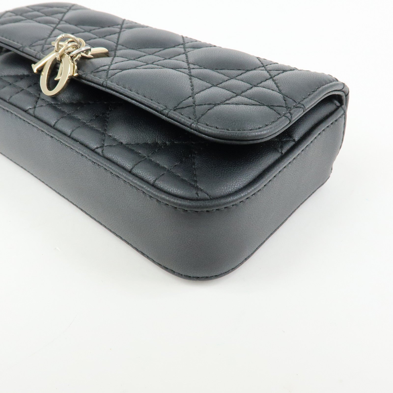 Christian Dior Canage My Dior Lamb Skin Dior Talk Phone Bag Black