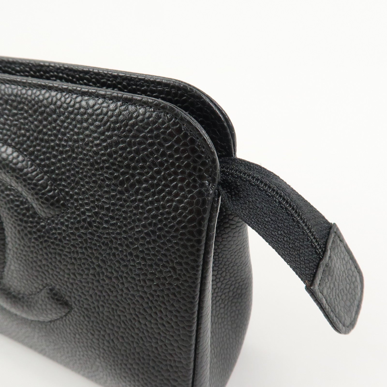 CHANEL COCO Mark Caviarskin Cosmetic Pouch Black