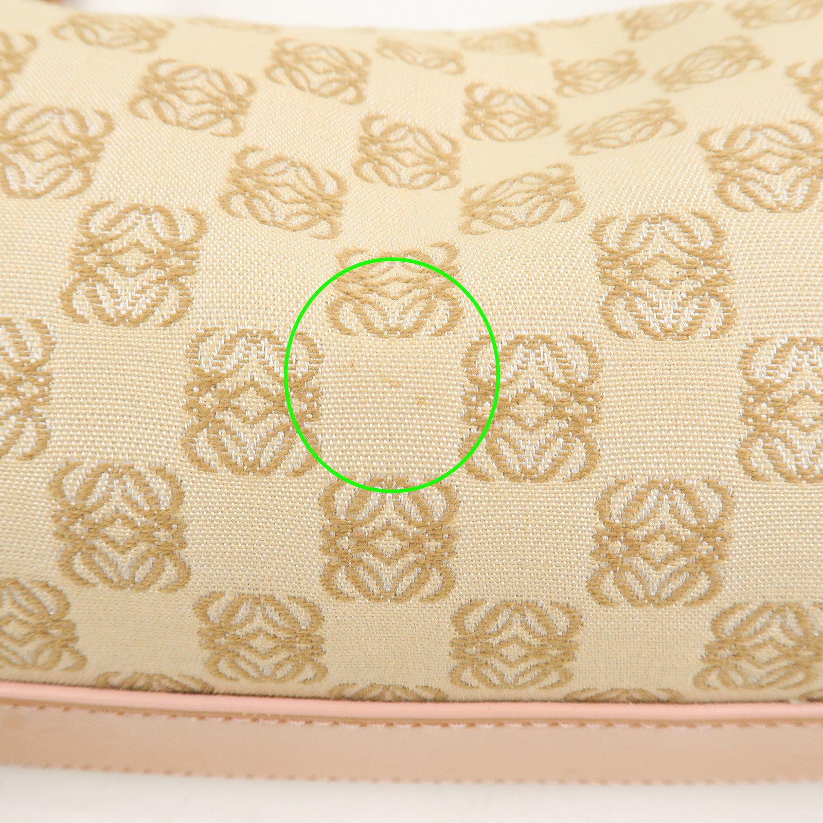 LOEWE Anagram Logo Canvas Shoulder Bag Leather Beige Light Brown