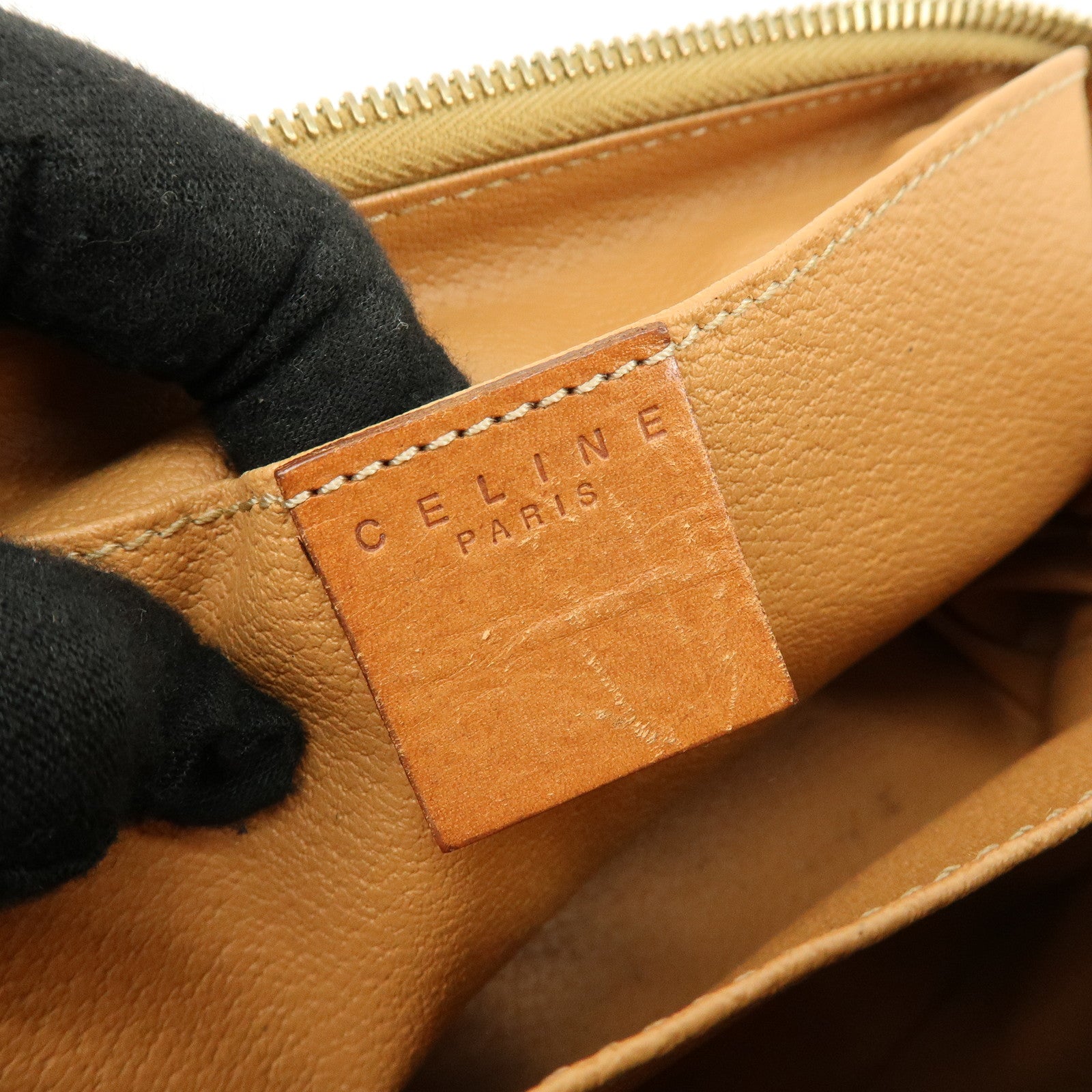 CELINE Macadam PVC Leather Pouch Cosmetic Pouch Brown