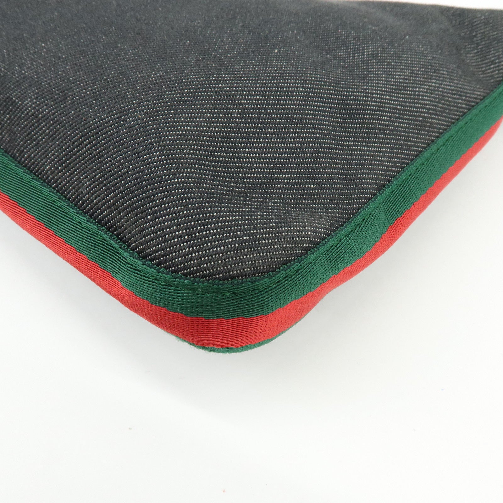 GUCCI Sherry Denim Leather Shoulder Bag Hand Bag Navy 01233