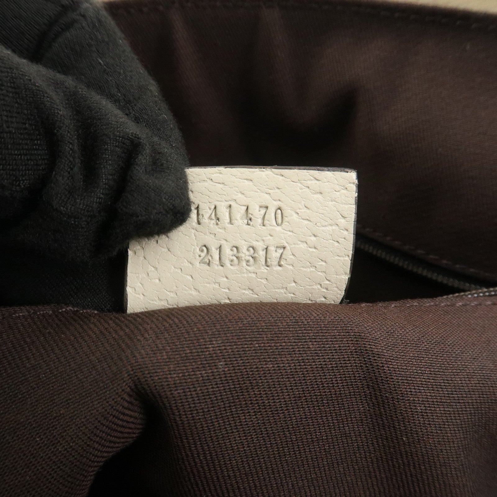 GUCCI Abbey GG Canvas Leather Tote Bag Hand Bag Brown Ivory 141470