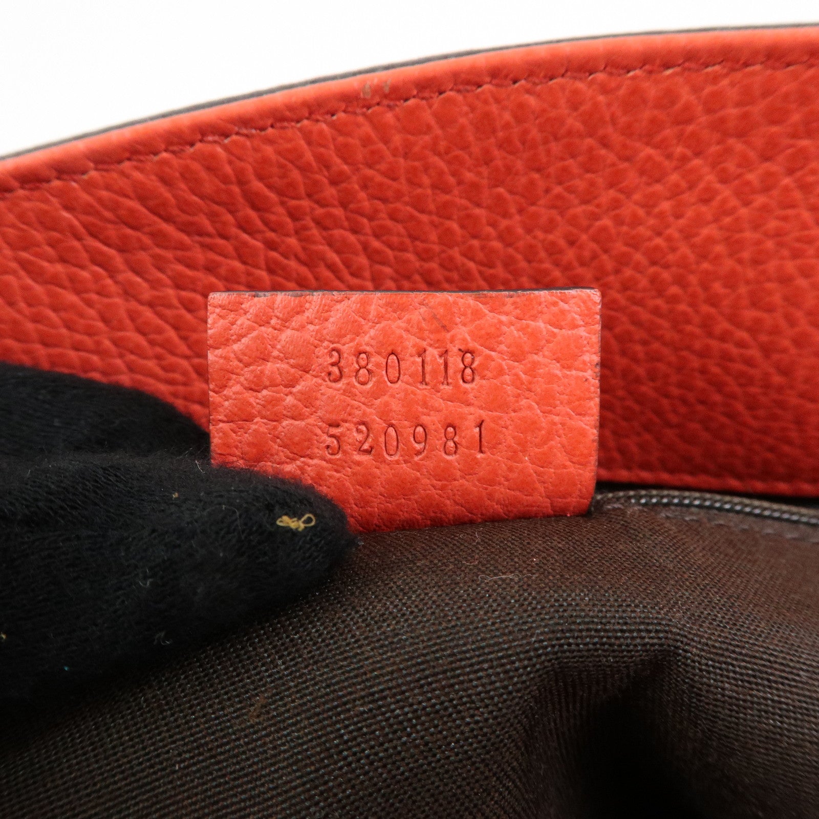 GUCCI Logo Leather Tote Bag Shoulder Bag Hand Bag Red 380118