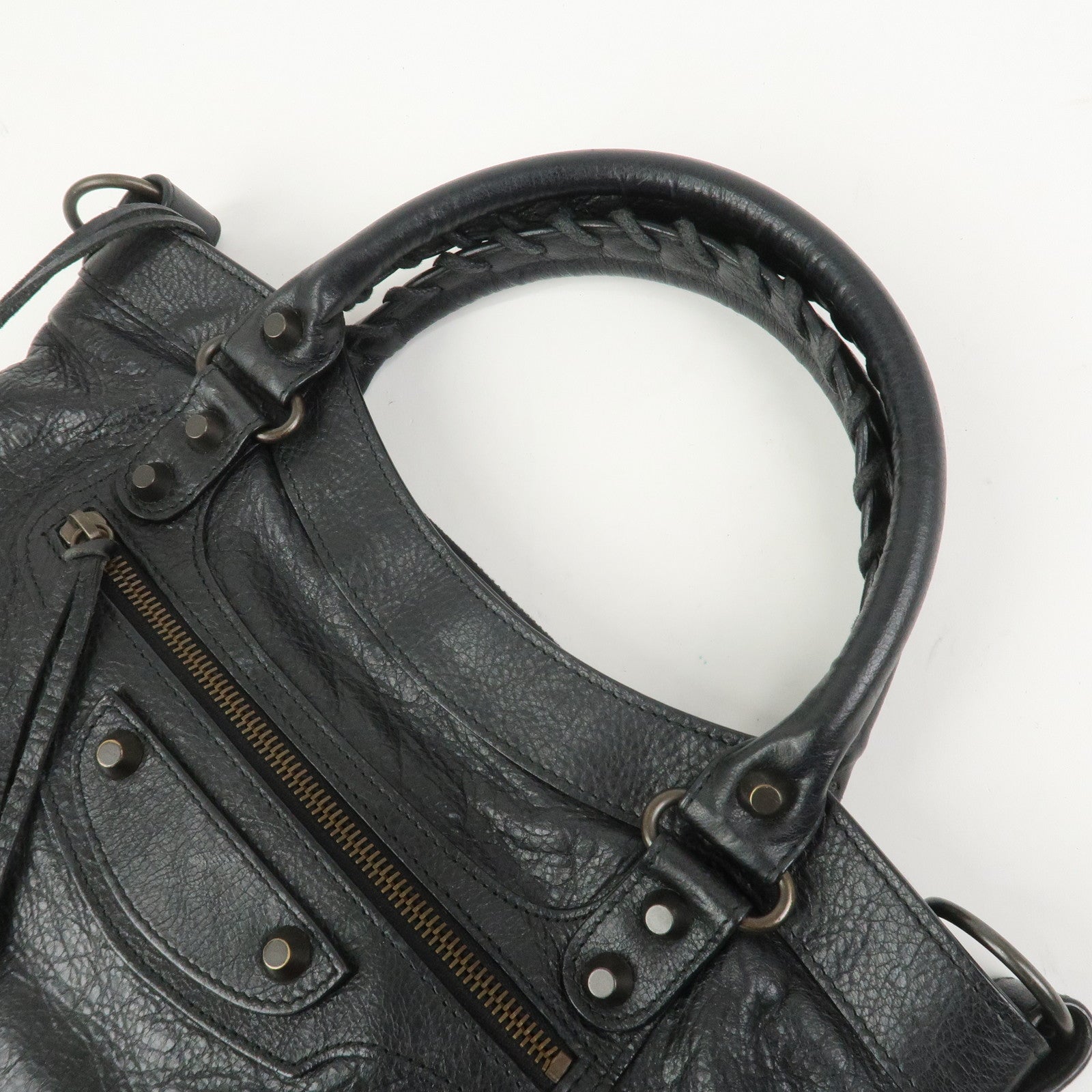 BALENCIAGA The First Leather 2Way Bag Shoulder Bag Black 103208