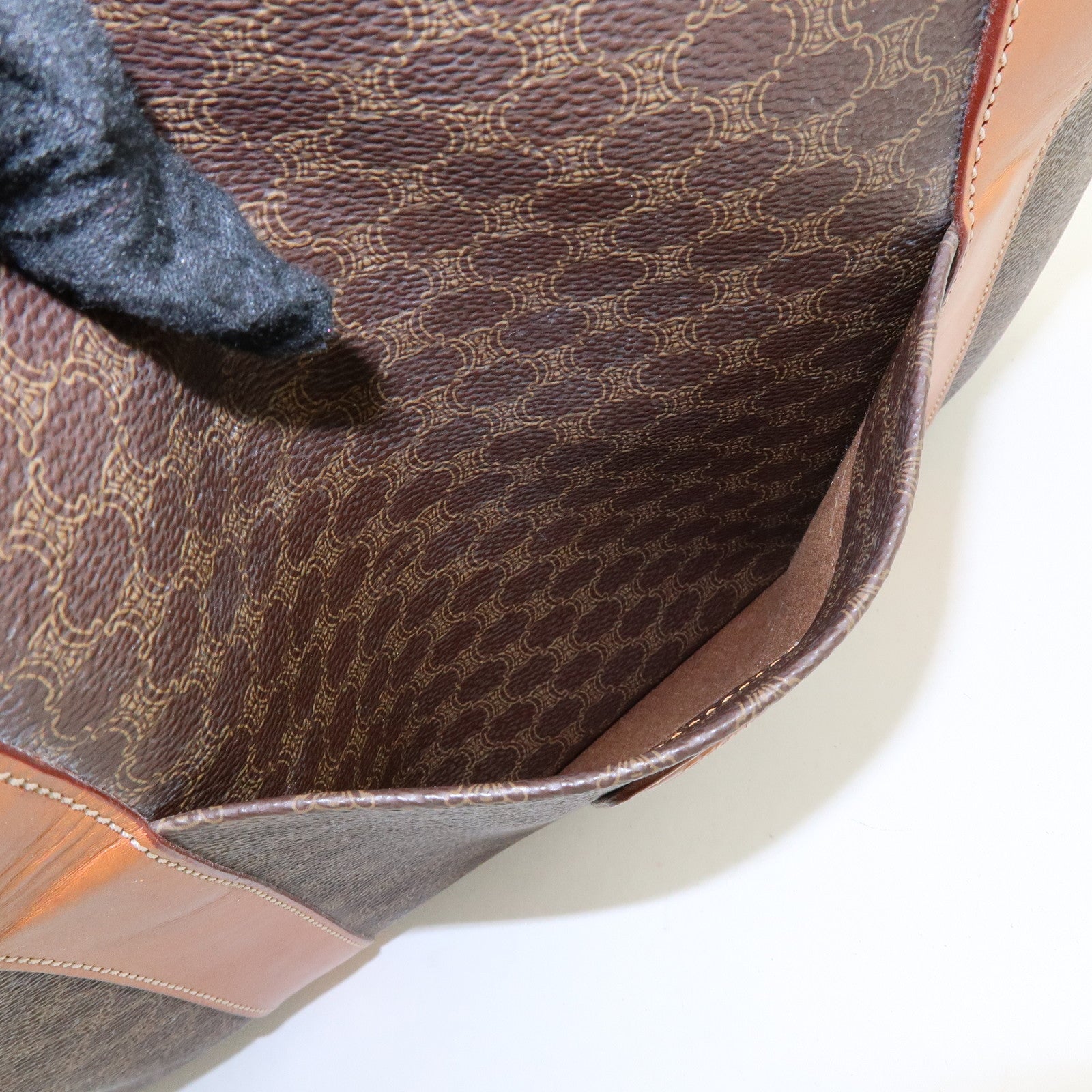 CELINE Macadam PVC Canvas Leather Tote Bag Shoulder Bag Brown