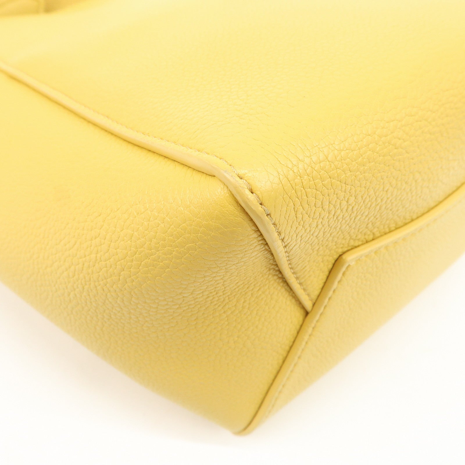CELINE Leather Sangle Bucket Shoulder Bag Hand Bag Yellow
