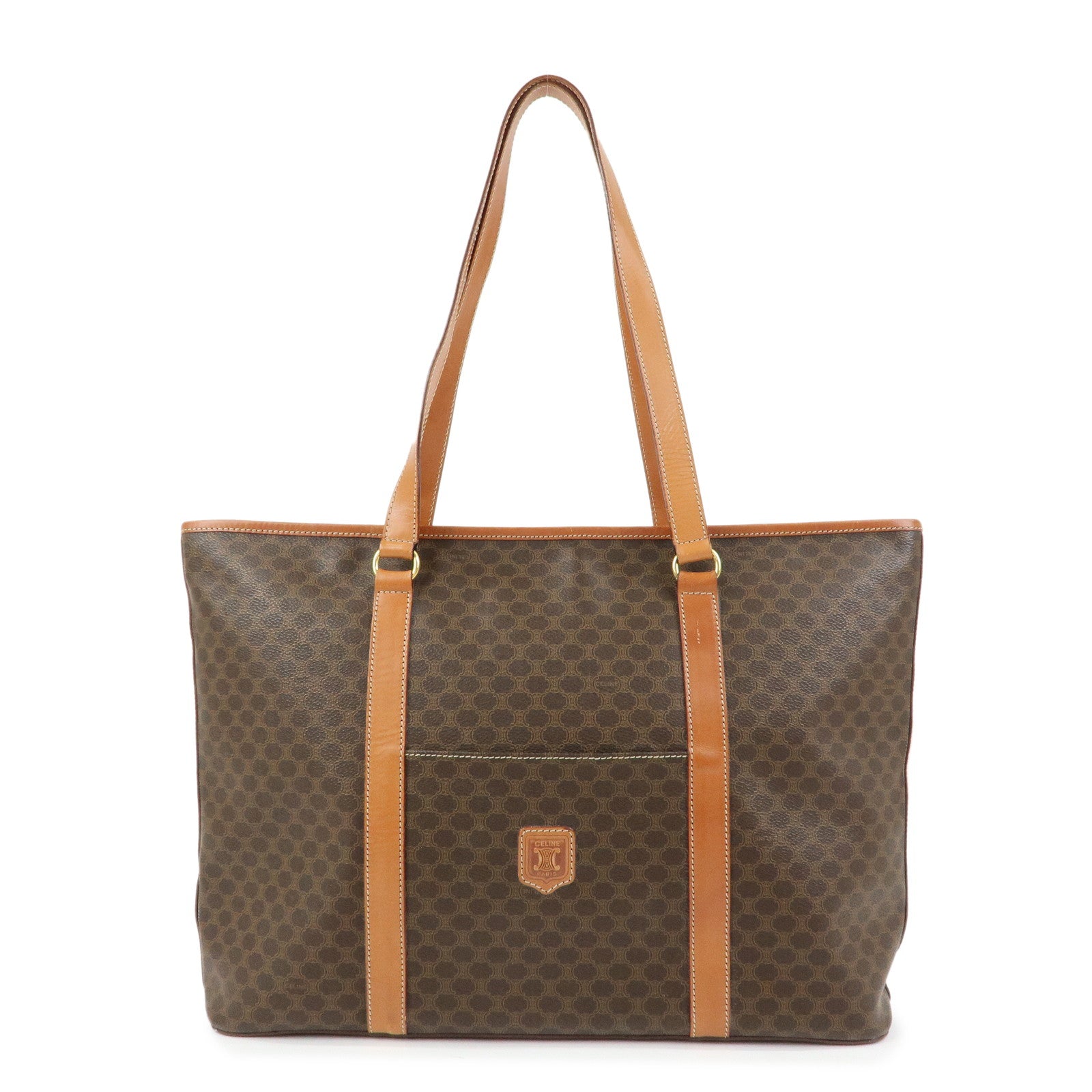 CELINE Macadam PVC Leather Tote Bag Shoulder Bag Brown