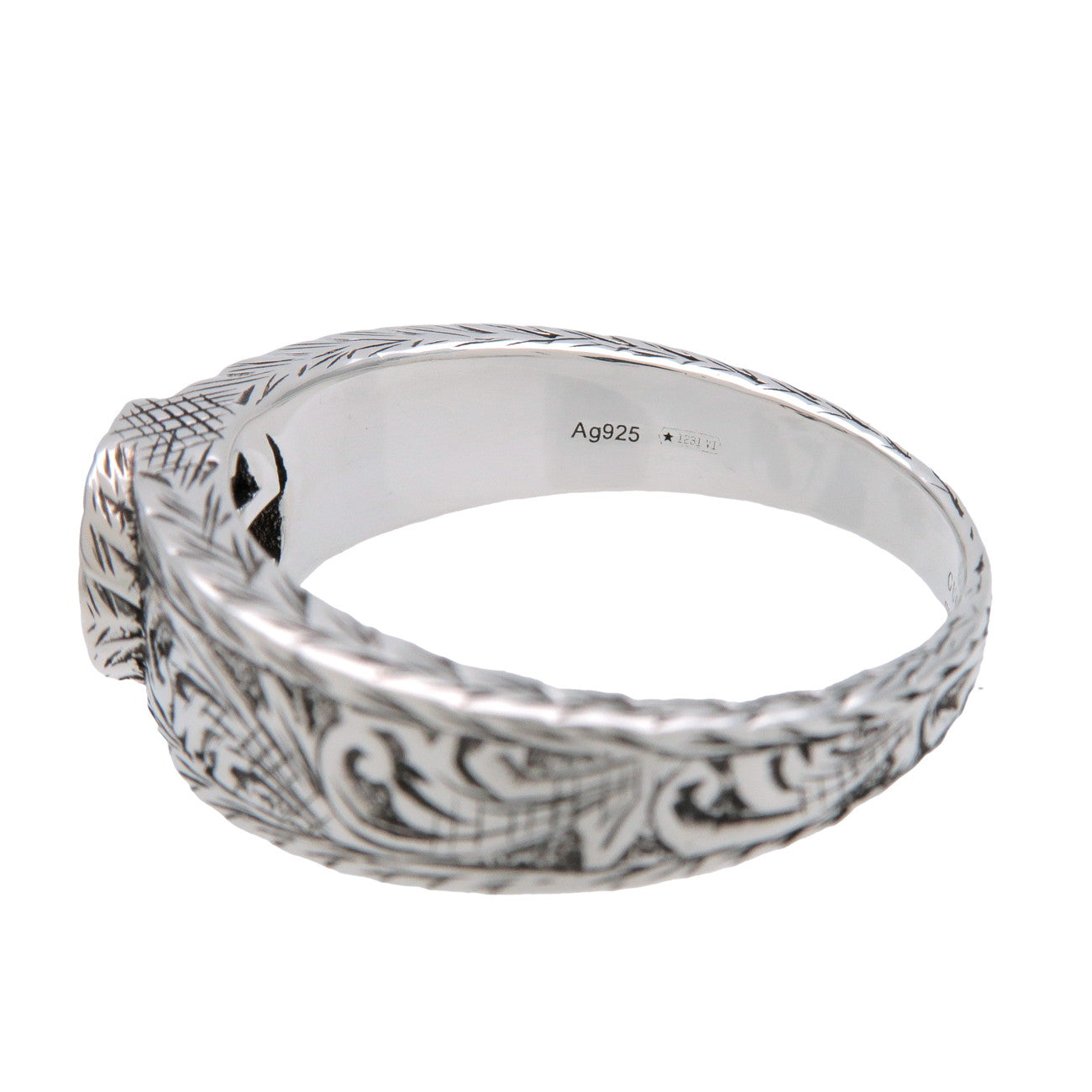 GUCCI Interlocking G Arabesque Ring SV925 Silver #25 US11 EU64.5